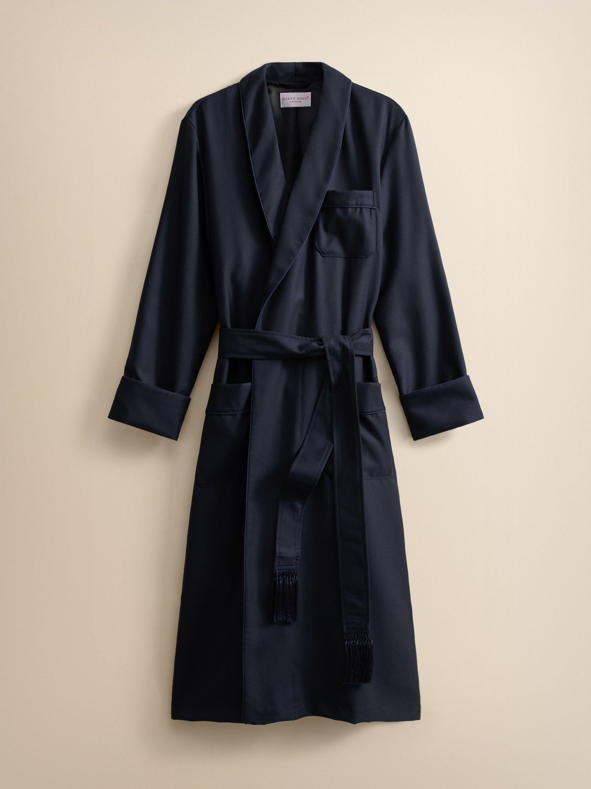 Westminster Merino Wool Dressing Gown Navy Blue