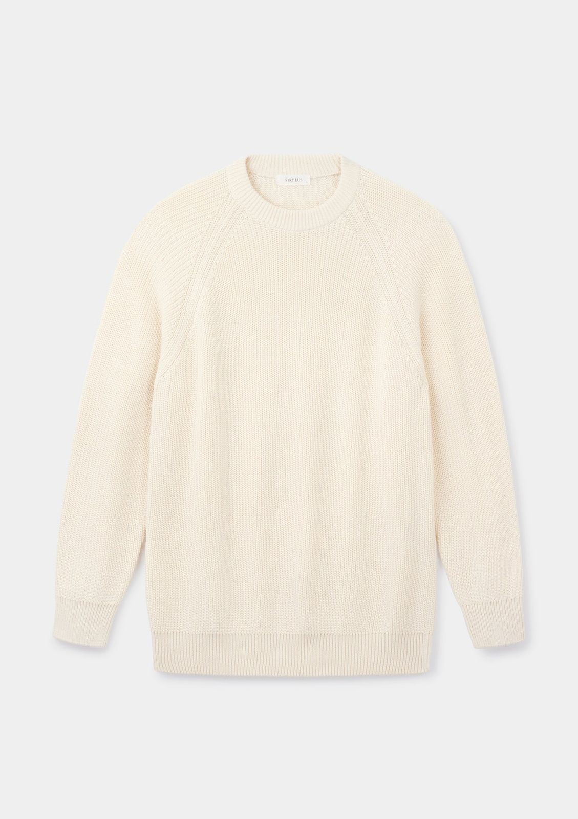 Cream Fisherman Rib Cotton Crew Neck