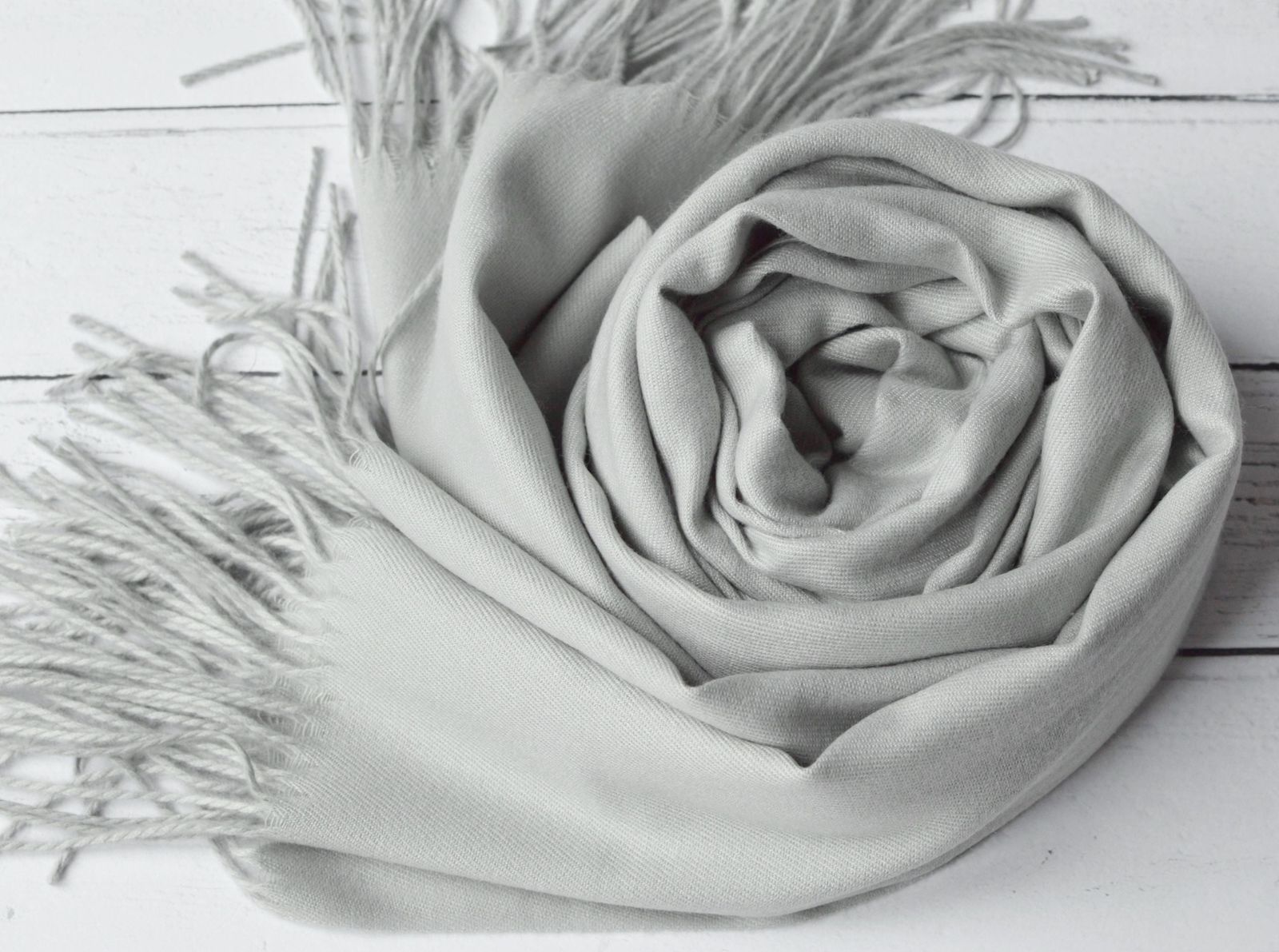 Silver Grey Pashmina | Drew Super Soft Large Special Occasion Wrap With Tassels