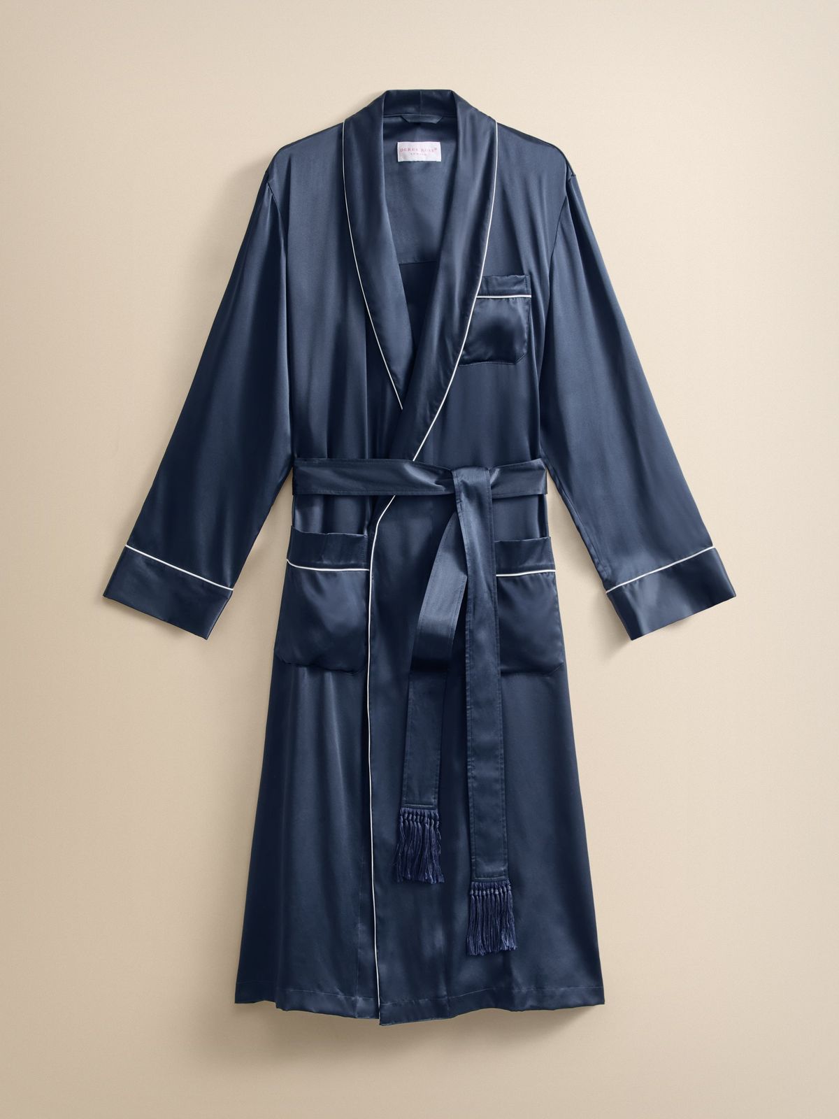 Bailey Silk Dressing Gown Navy Blue