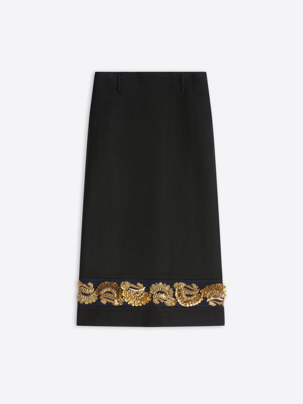 Long embroidered wool skirt