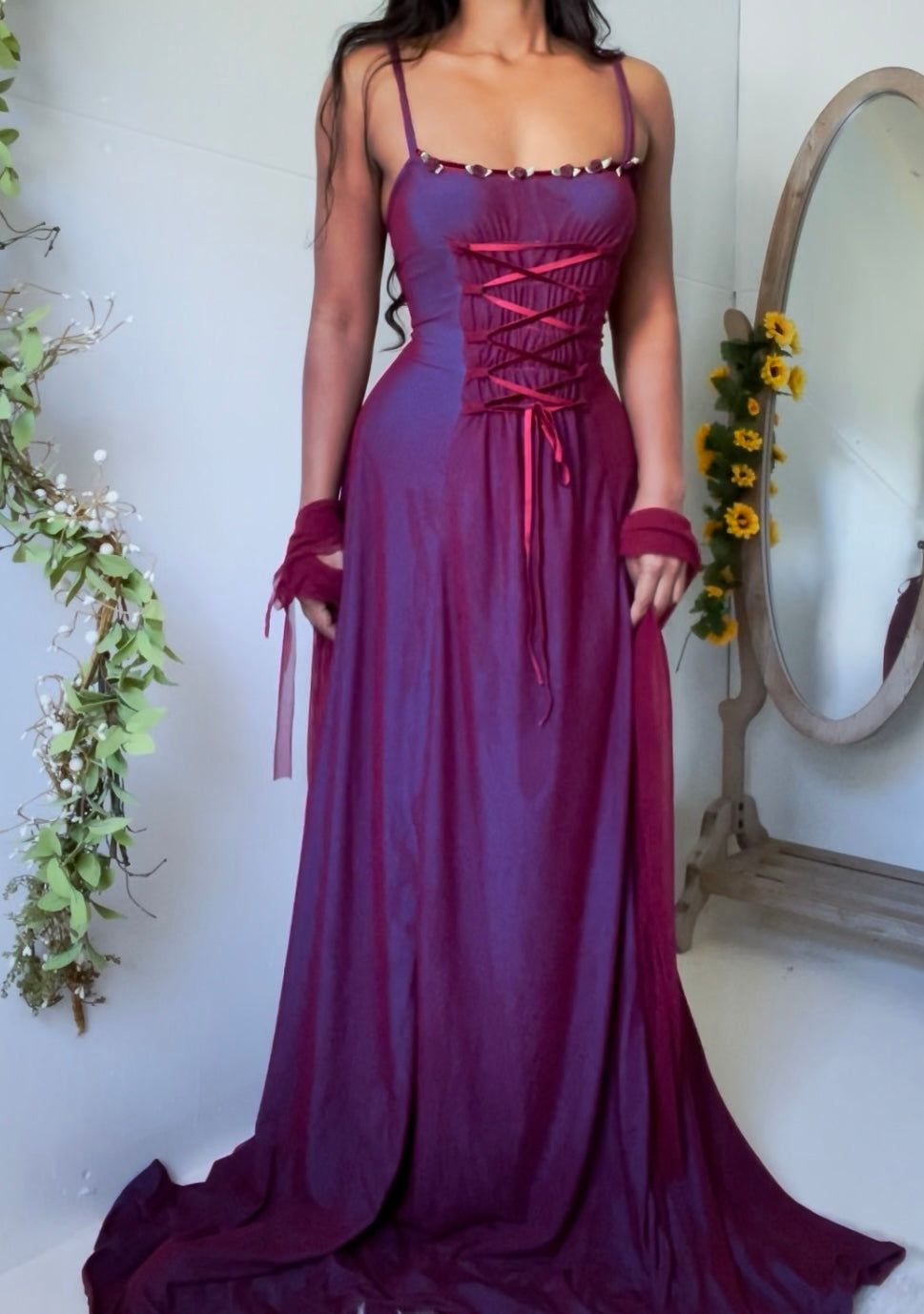 Handmade Layered Lace Up Gown