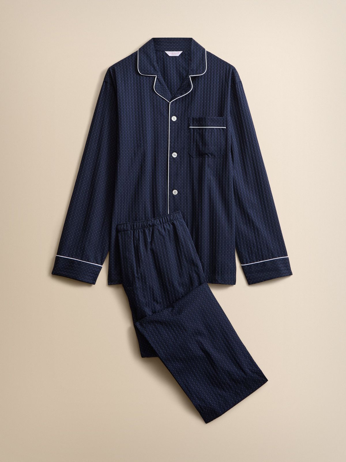 Royal Cotton Pyjamas Navy Blue Pin Dot Stripe