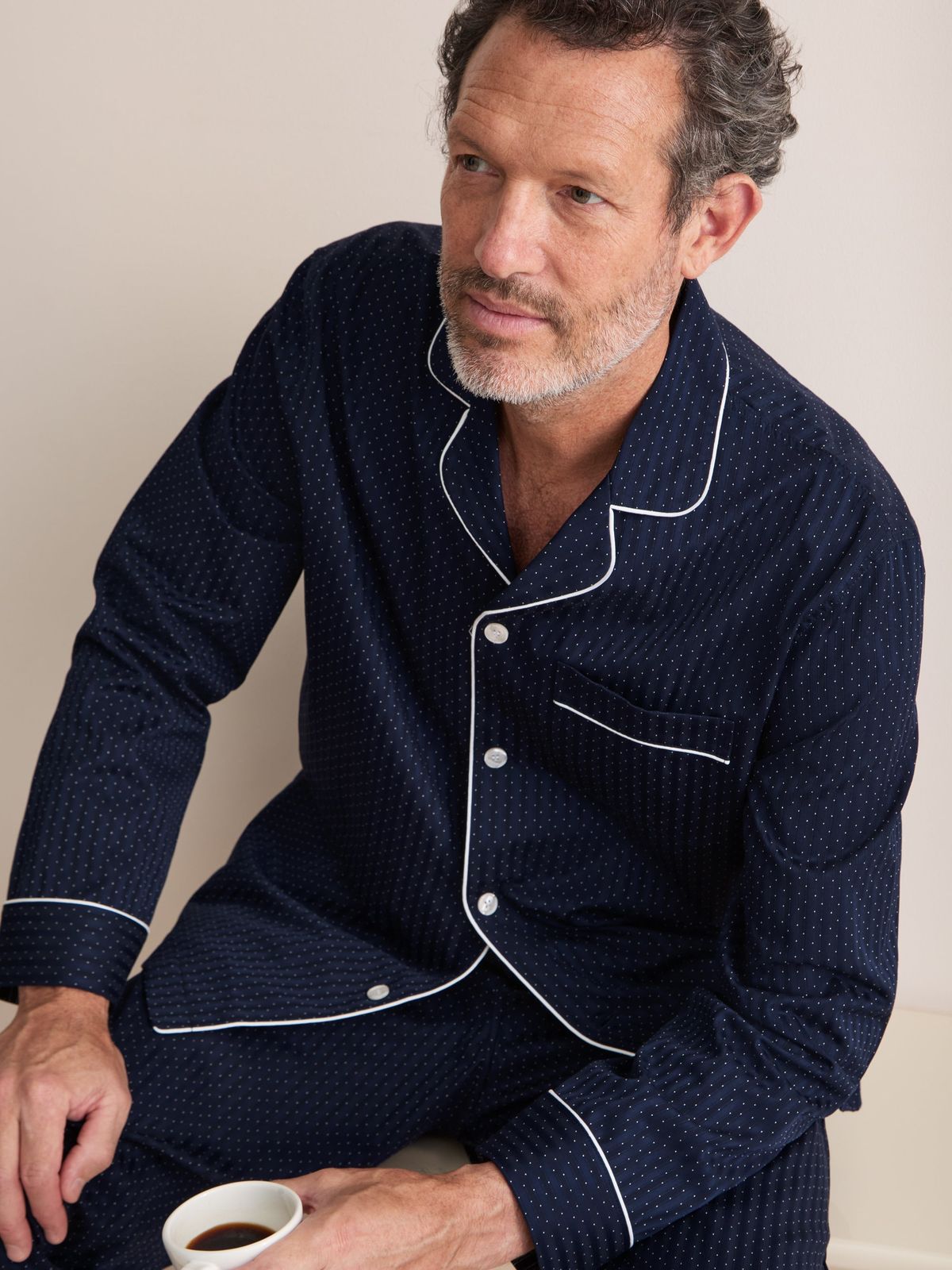 Royal Cotton Pyjamas Navy Blue Pin Dot Stripe