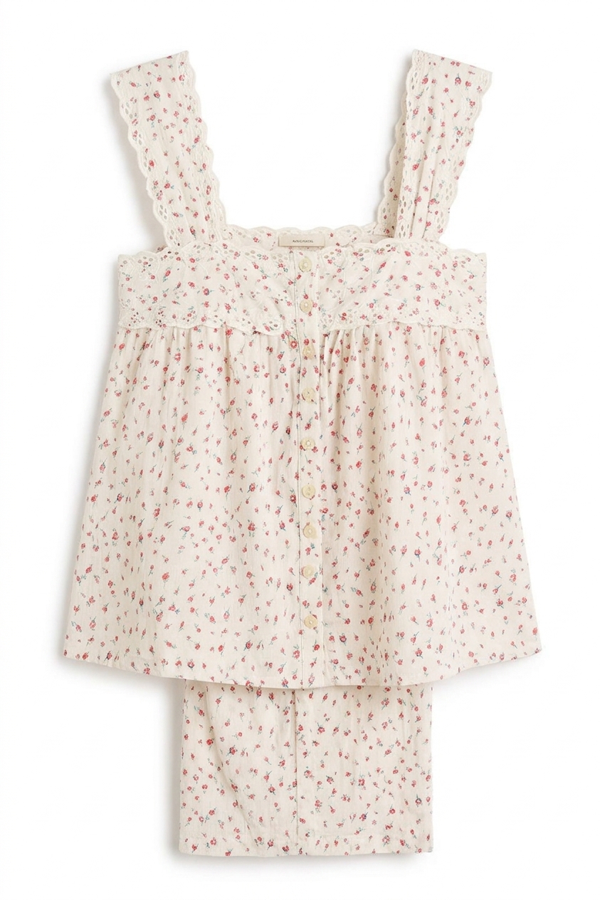 Harrietta Button Through Cami - Pink Floral