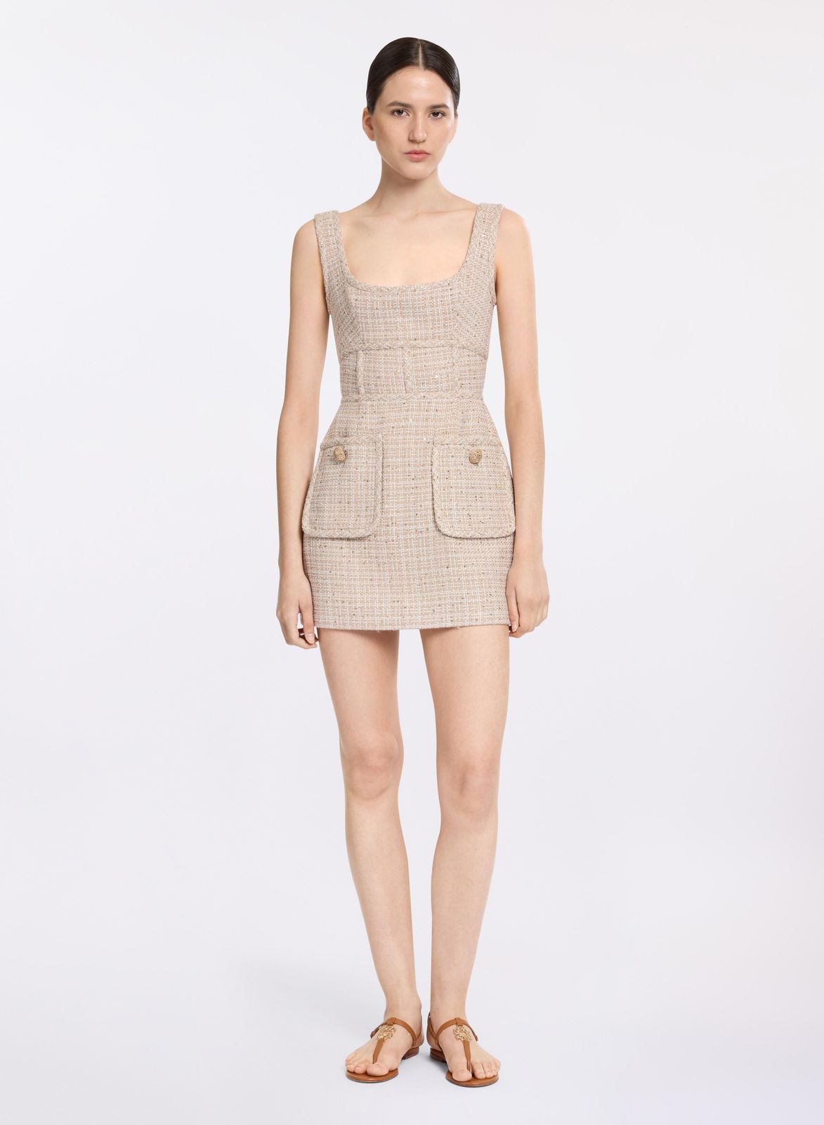 Sequin Tweed Short Dress