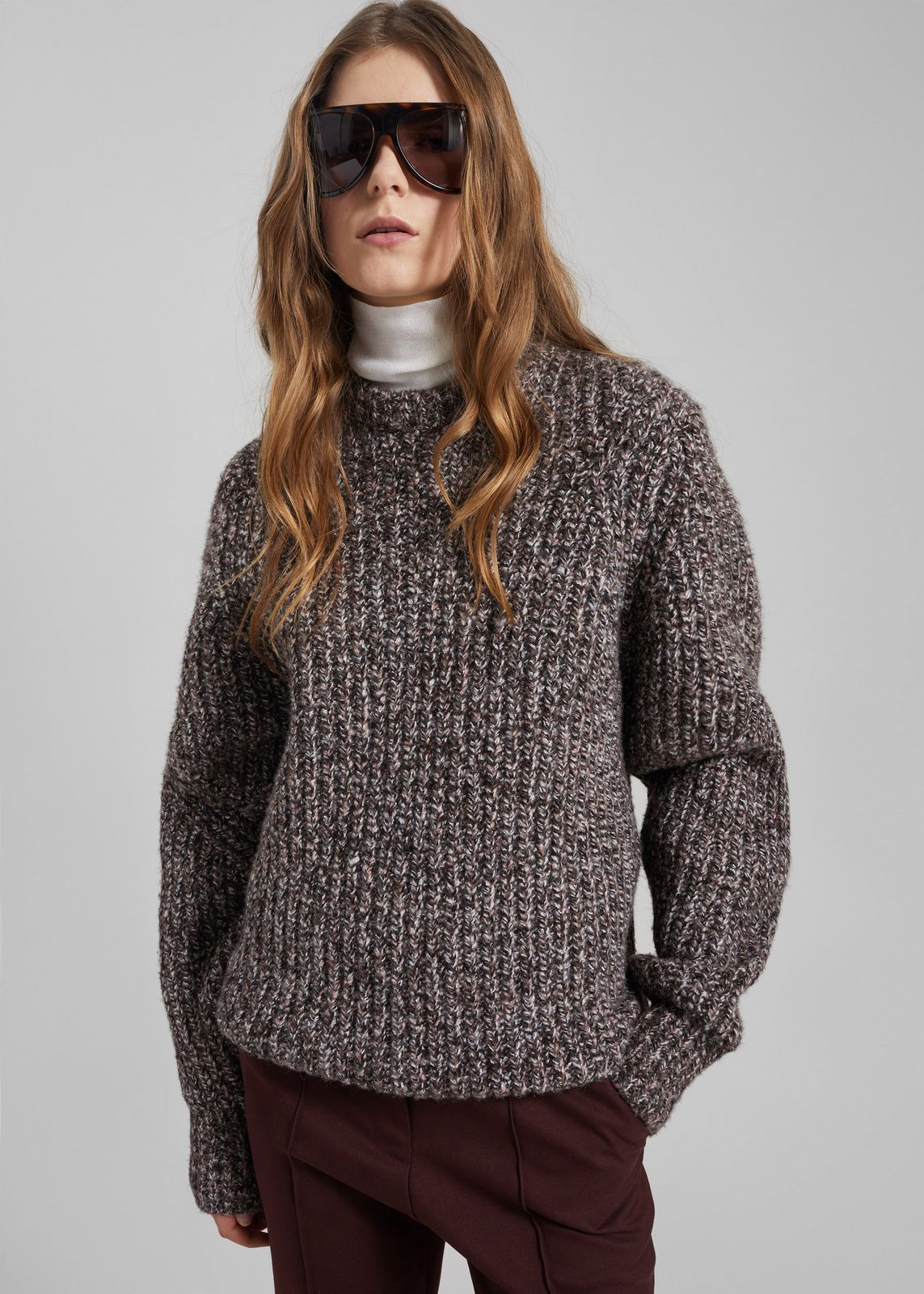 Vezia Chunky Knit Sweater - Brown Melange