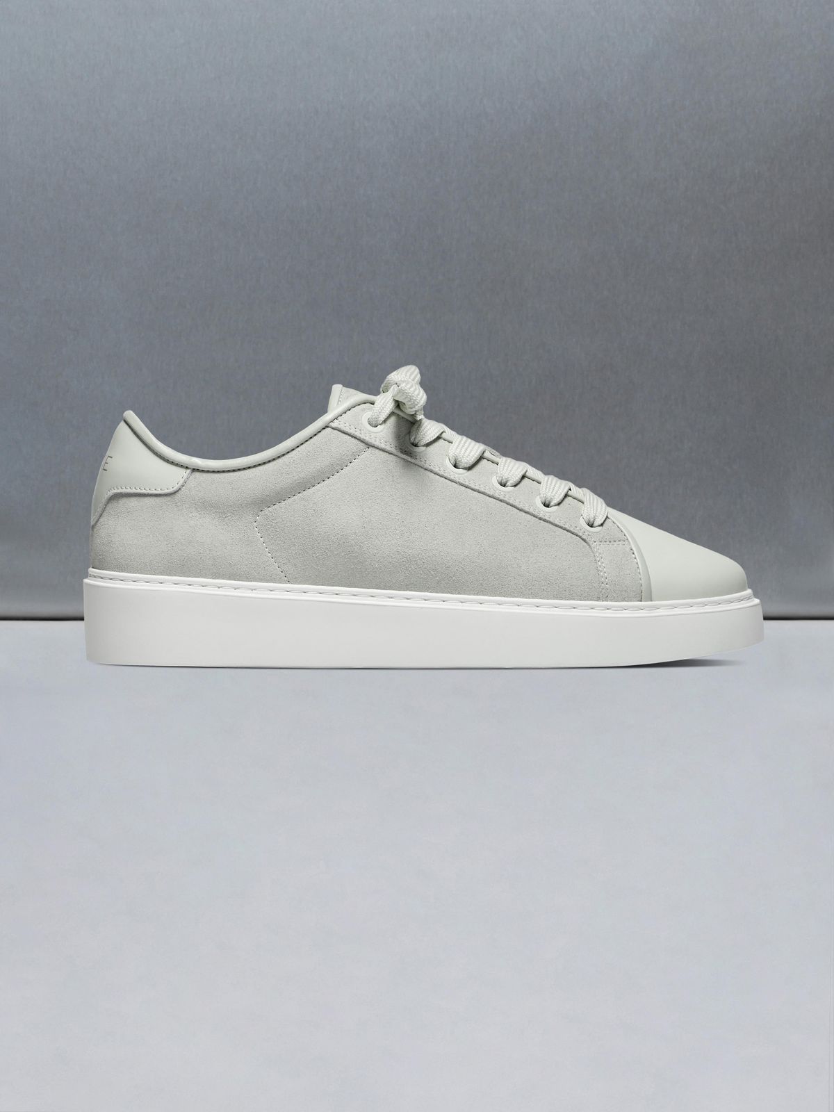 Mid Leather Toe Cap Trainer in Stone