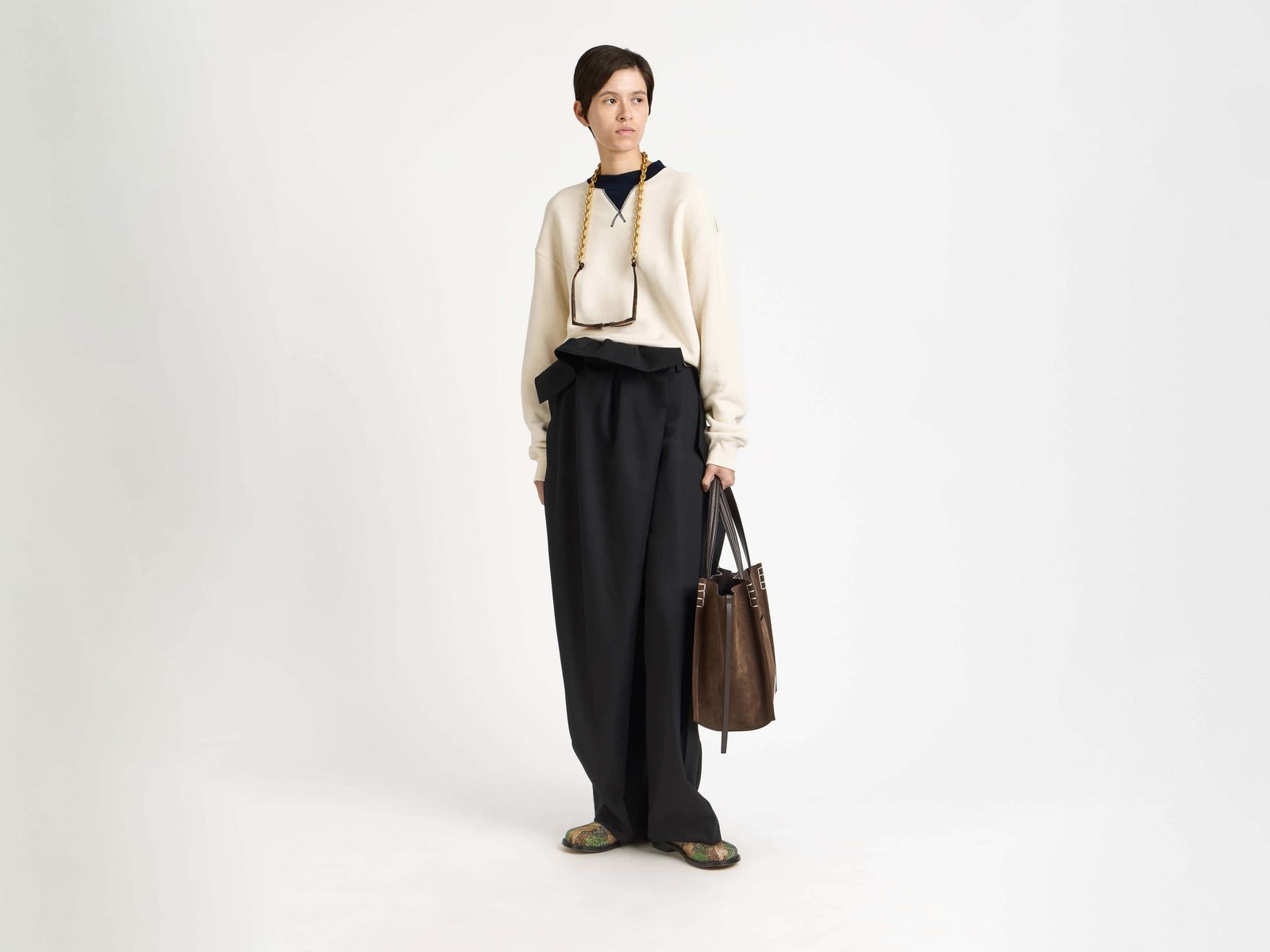 WOMENS FOLD OVER TROUSERS IN BLACK