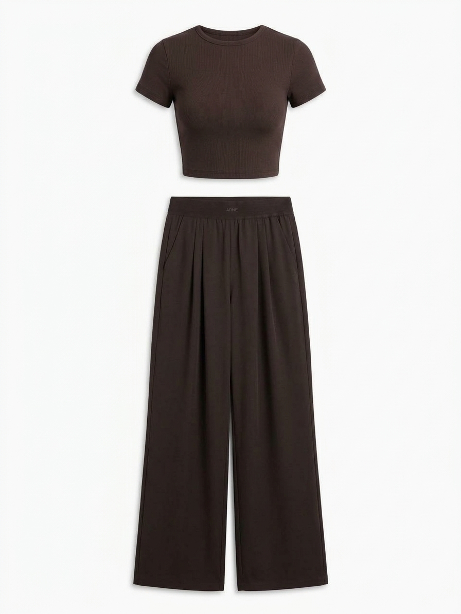 Womens Elasticated Waistband Trouser In Brown