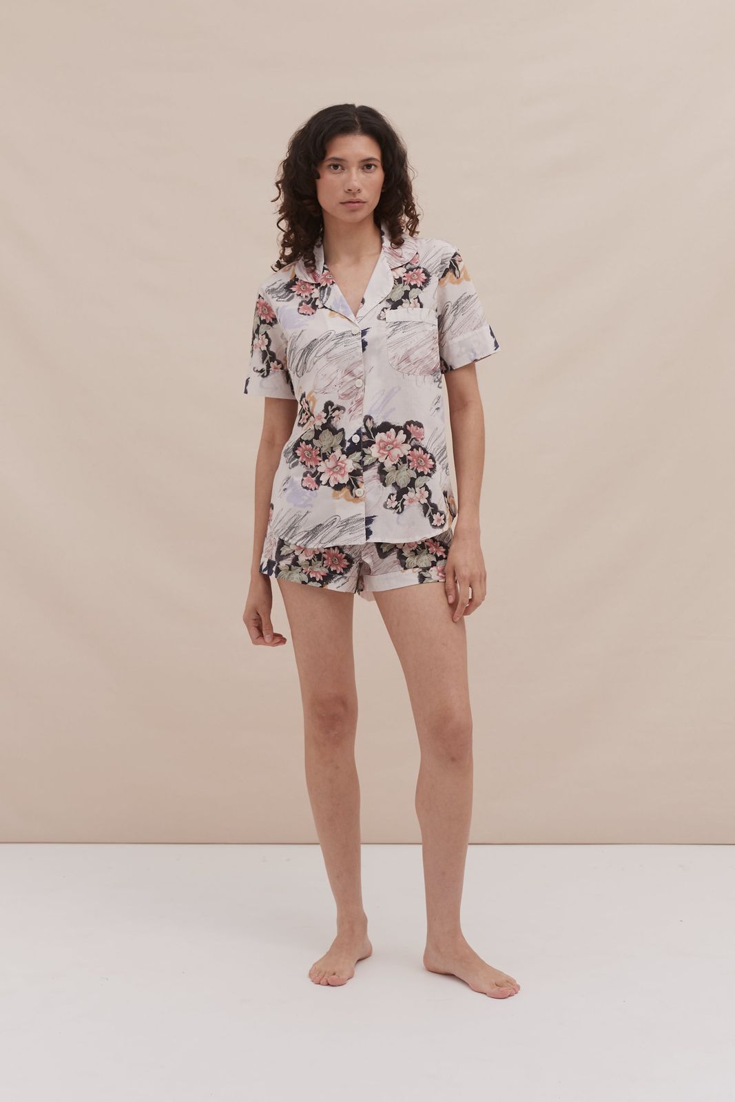Short Pyjama Set Love Print Chalk