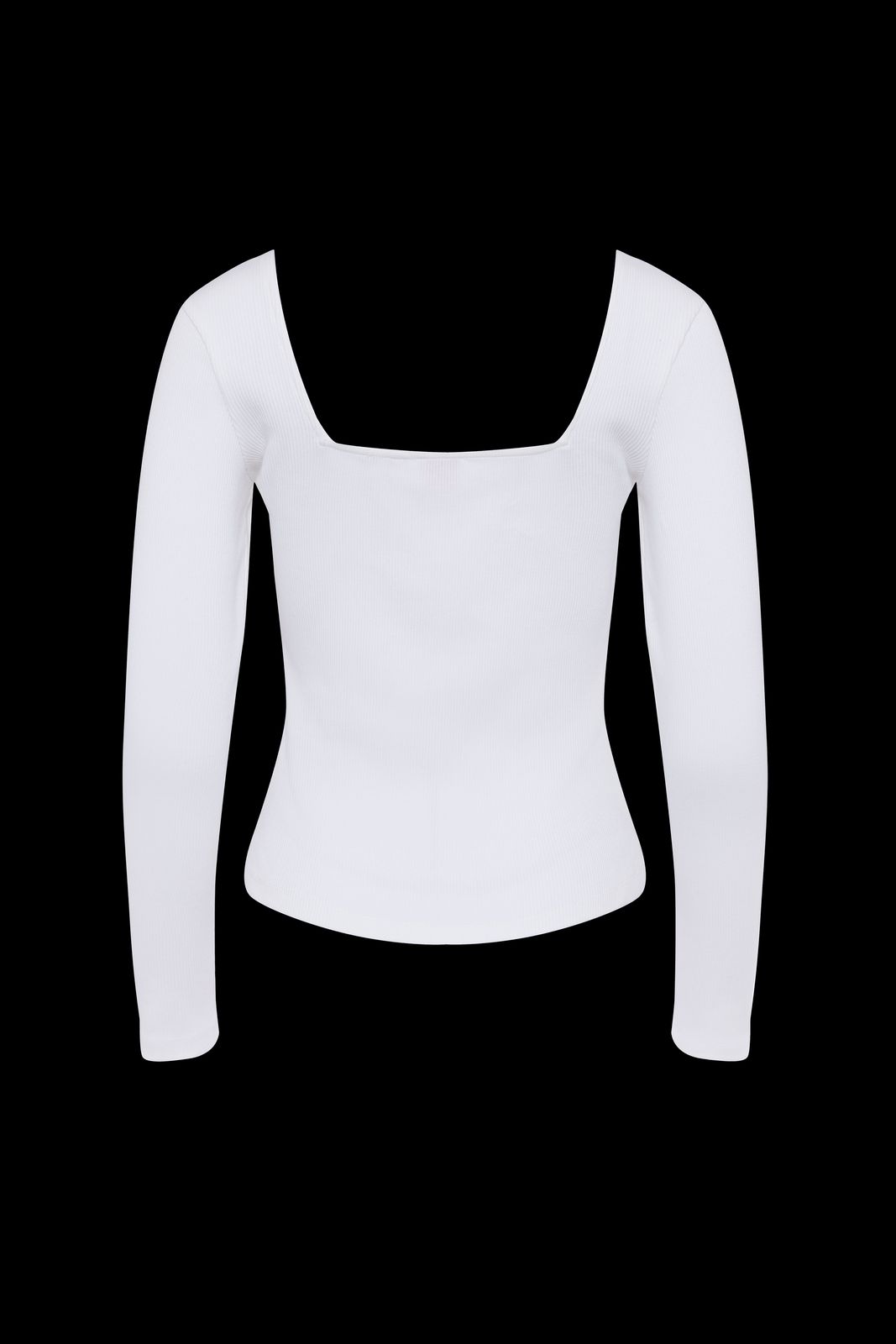The Kōr Ribbed Knit Organic Cotton Long Sleeve Top in White