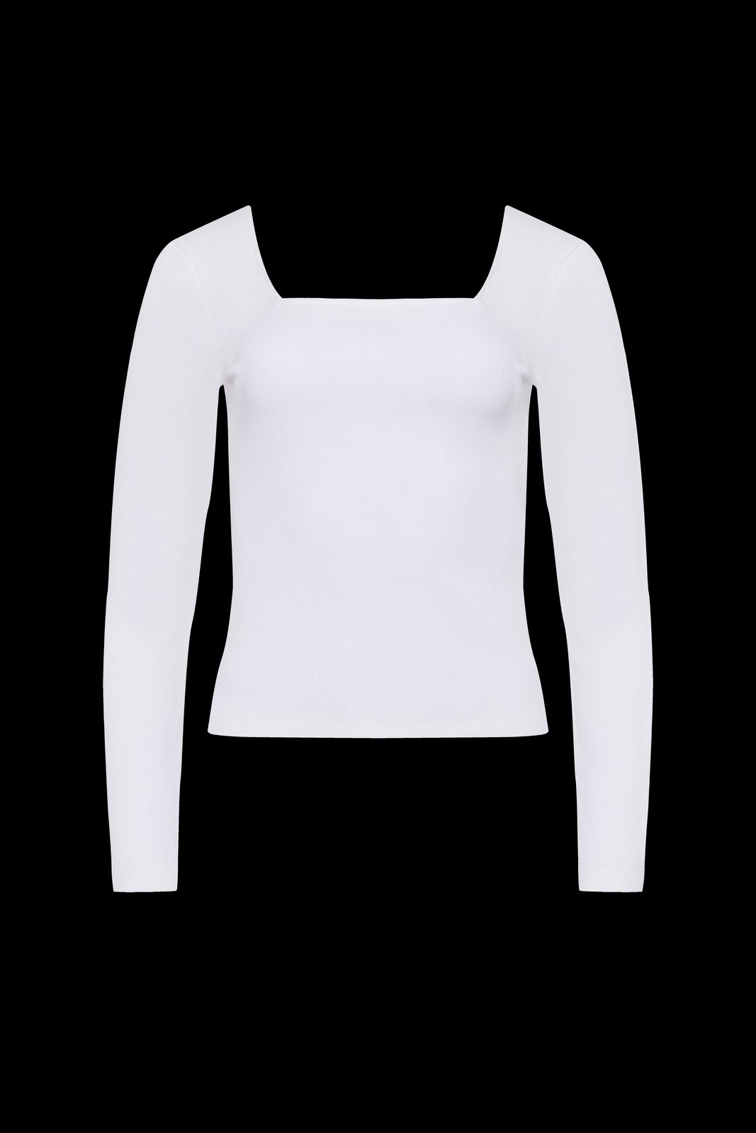 The Kōr Ribbed Knit Organic Cotton Long Sleeve Top in White