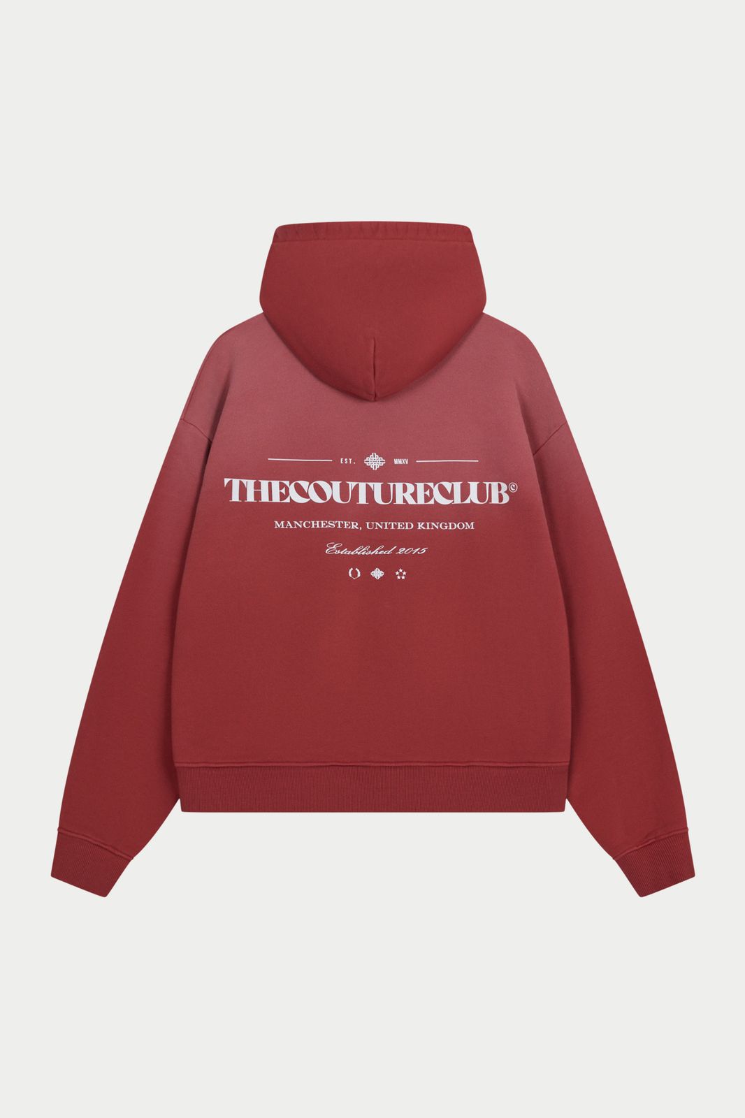 SPRAY WASH COPYRIGHT MULTI GRAPHIC HOODIE - RED