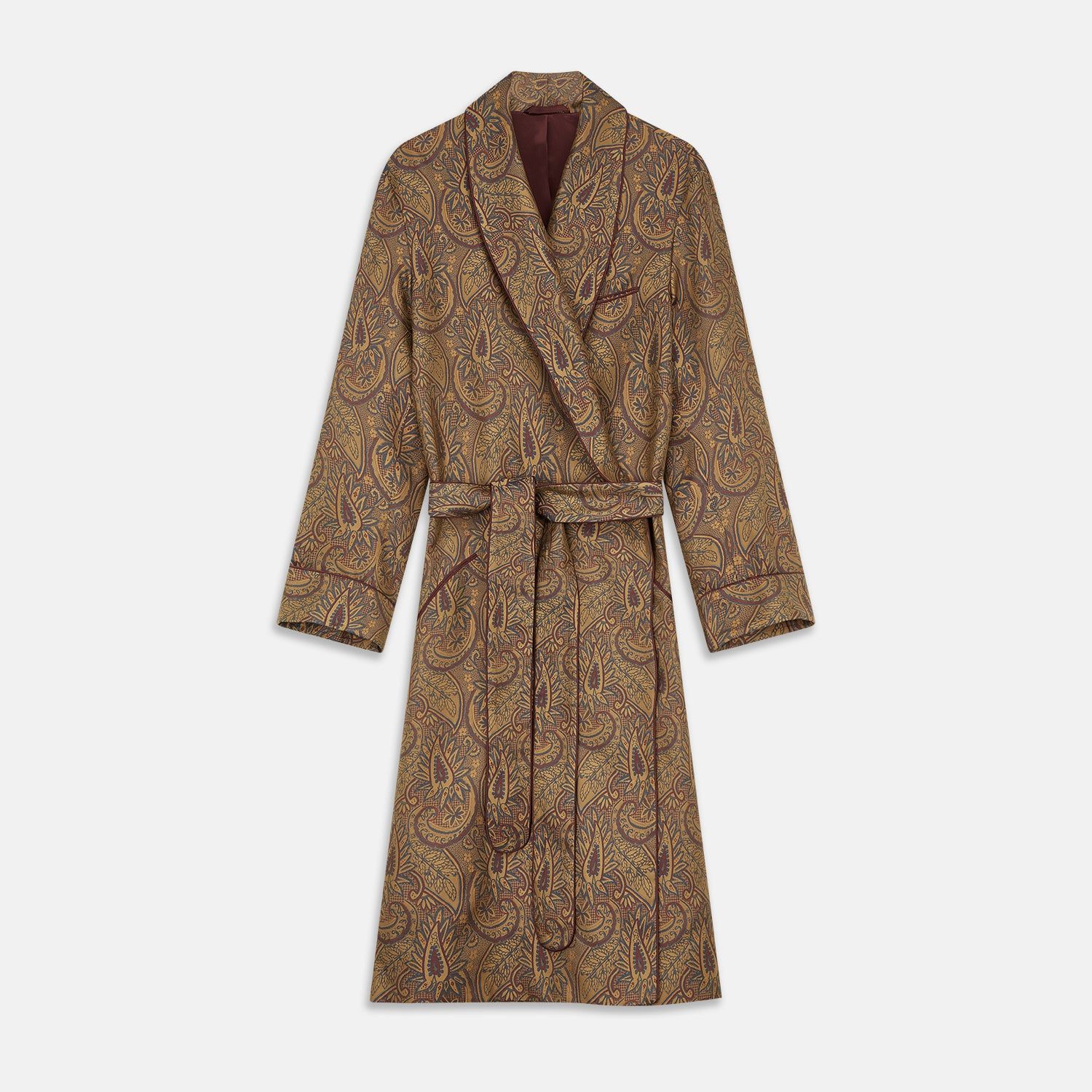 Gold Paisley Traditional Silk Jacquard Gown