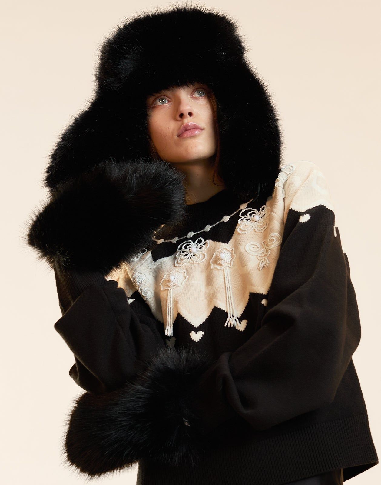 Faux Fur Oversized Mittens