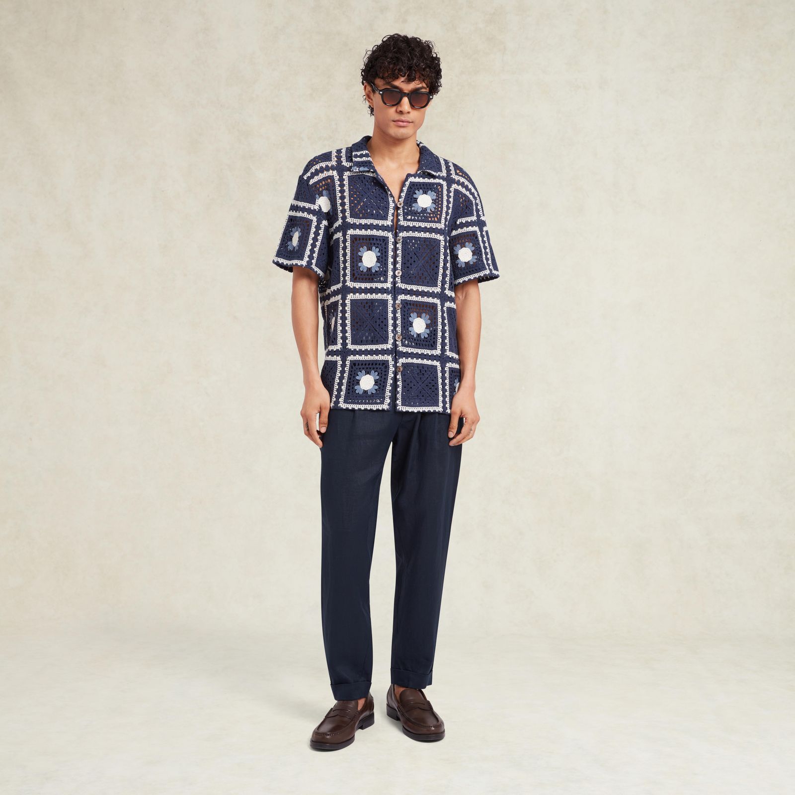Tejer Crochet Shirt - Navy