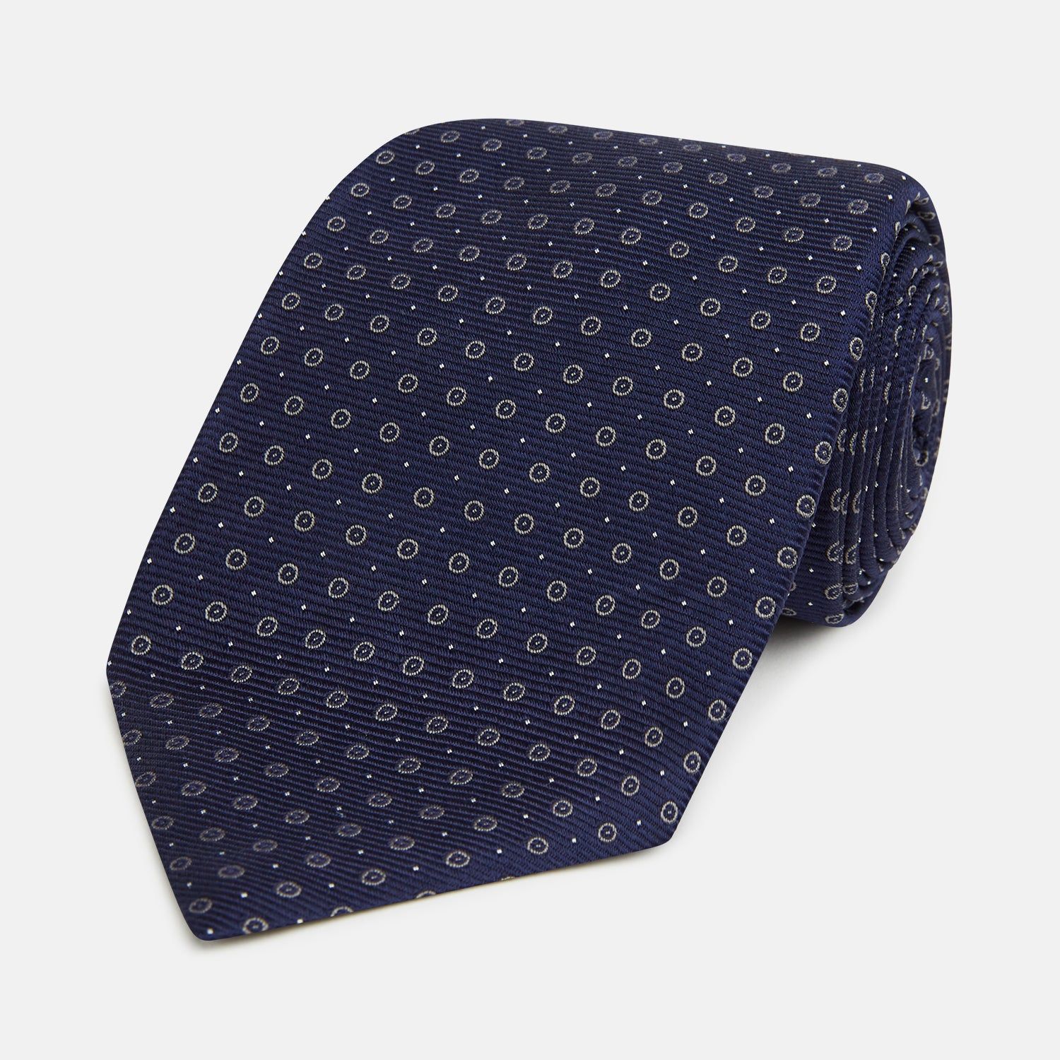 Navy and Grey Circle Silk Tie