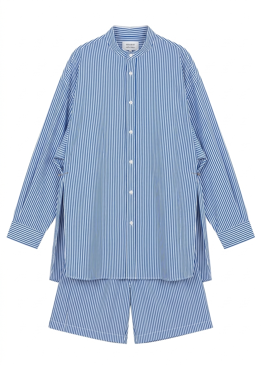 Rimini Oversized Poplin Shirt - Blue/white Stripe