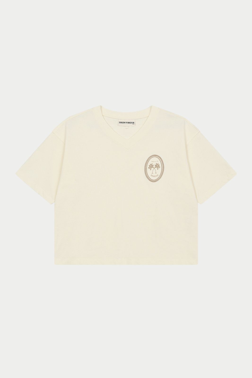 EMBROIDERED PALM GRAPHIC BOXY T-SHIRT - OFF WHITE