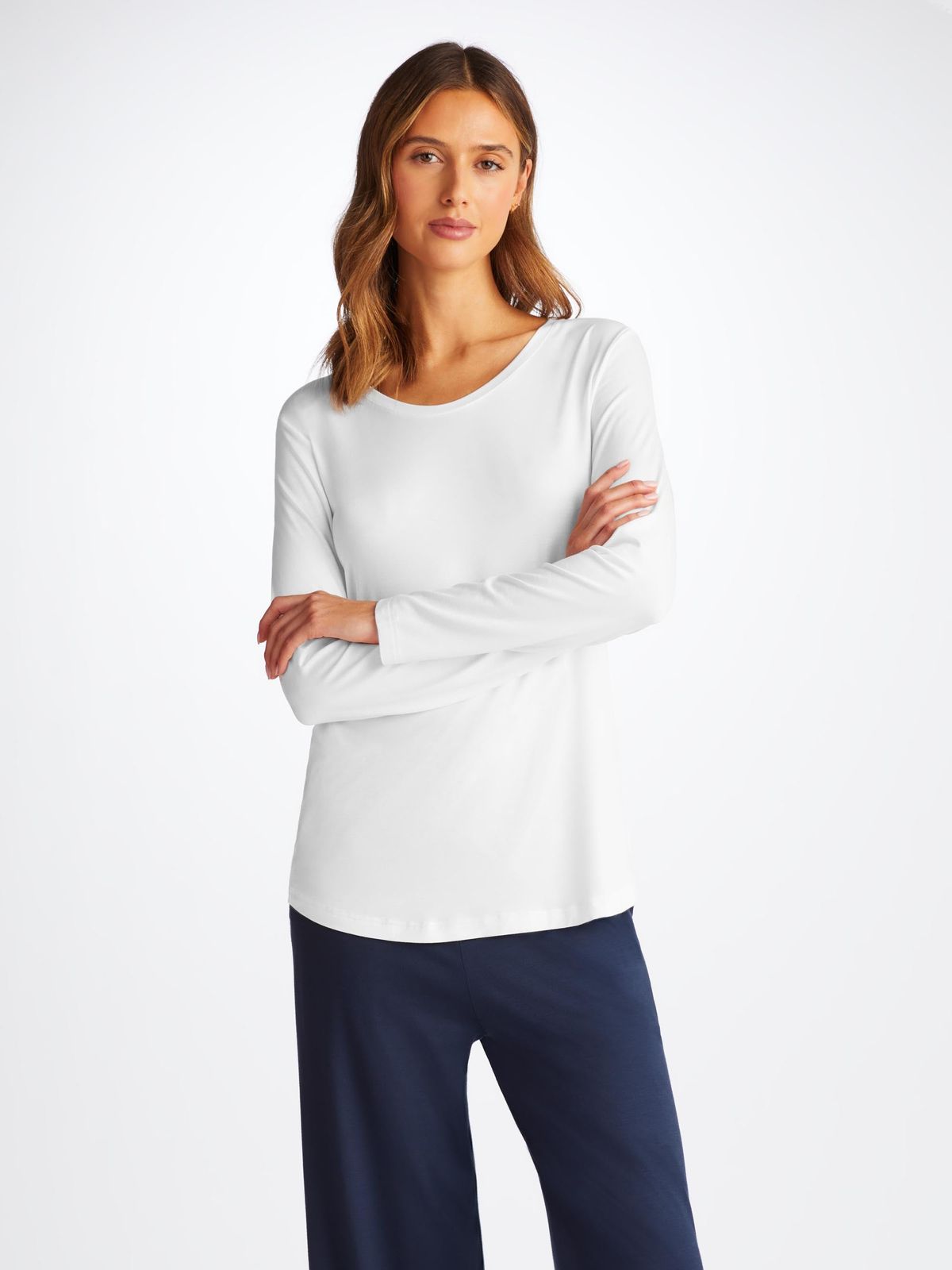 Lara Micro Modal Long Sleeve T-Shirt White