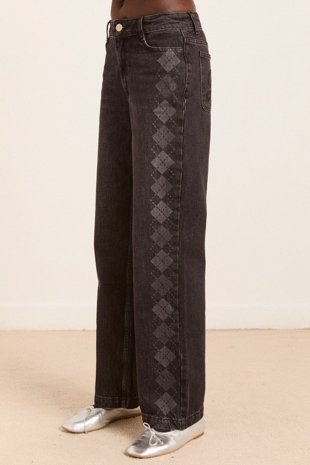 Sylvie Jeans - Grey Argyle