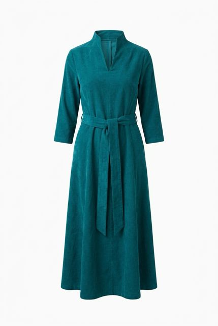 Chelsea Corduroy Midi Dress In Teal