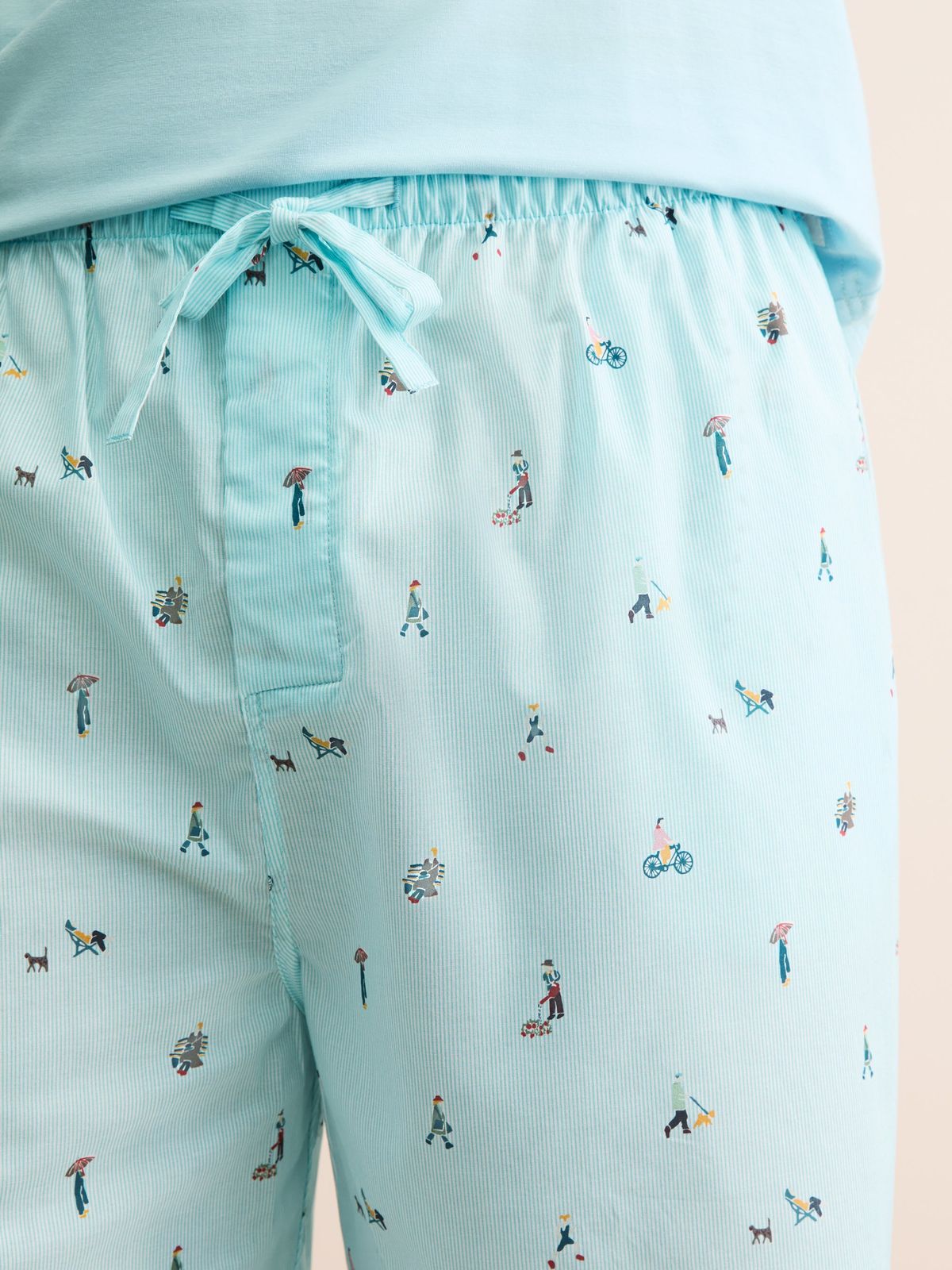 Ledbury Cotton Batiste Lounge Shorts Blue Stripe