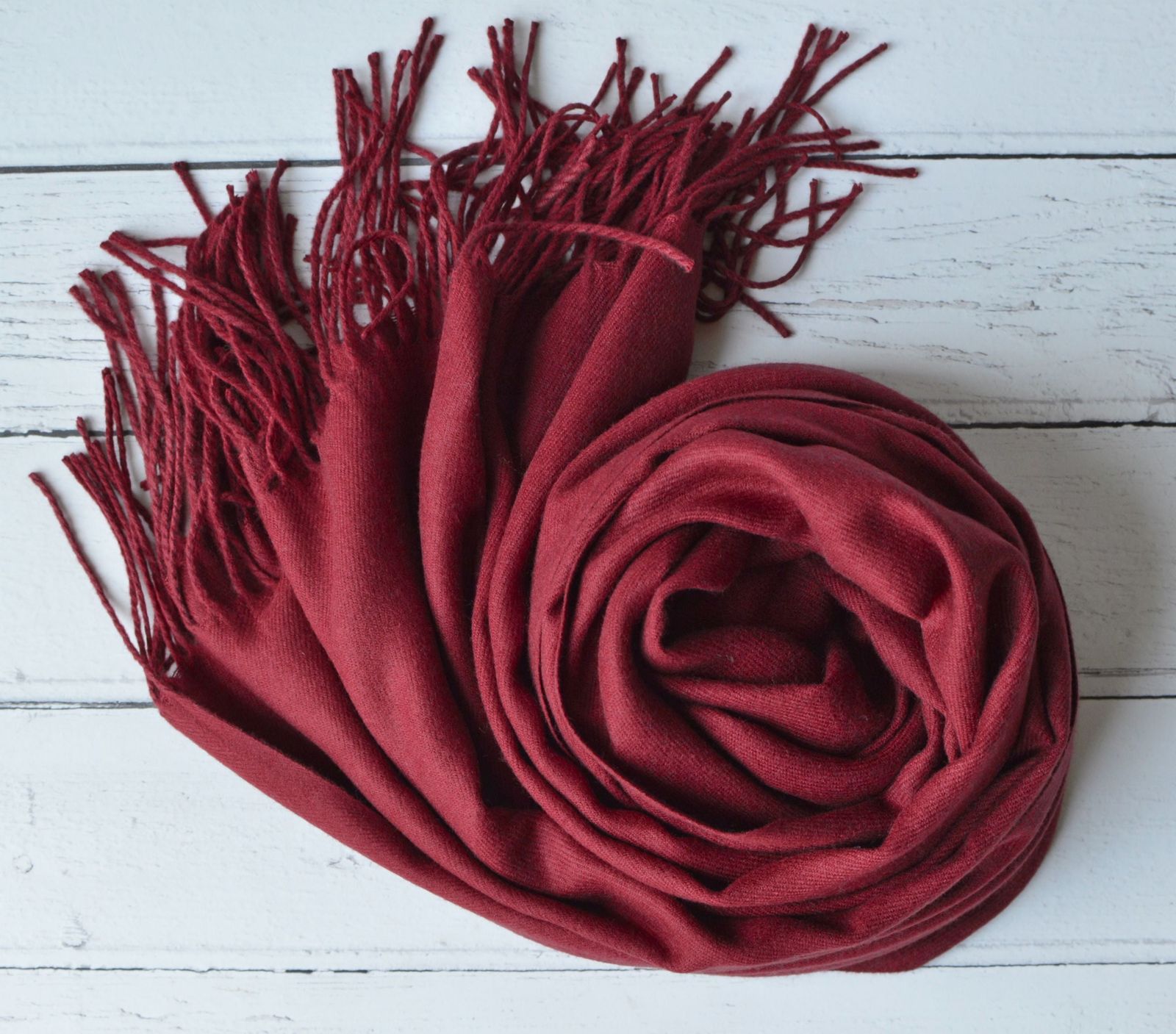 Red Wine | Drew Pashmina Super Soft Large Special Occasion Wrap With Tassels