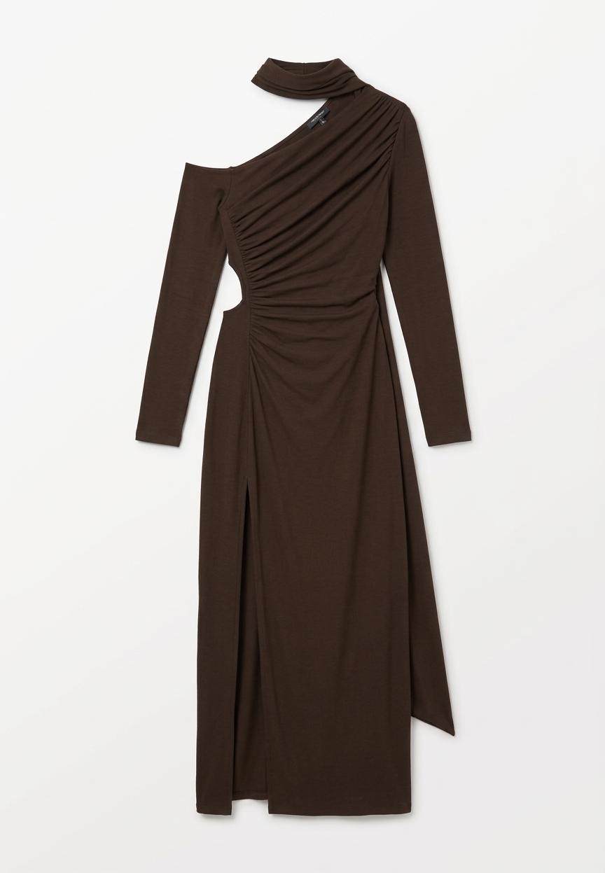 Selene Ruched One Shoulder Midaxi Dress