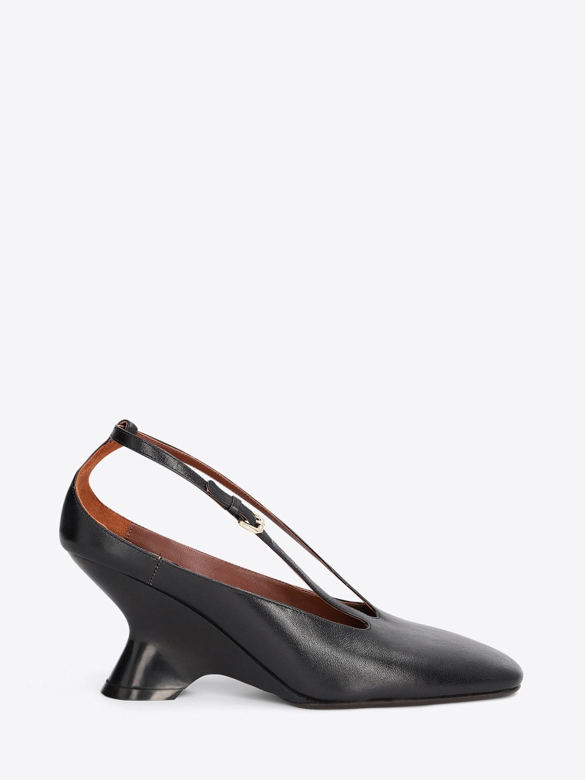 Leather wedge pumps