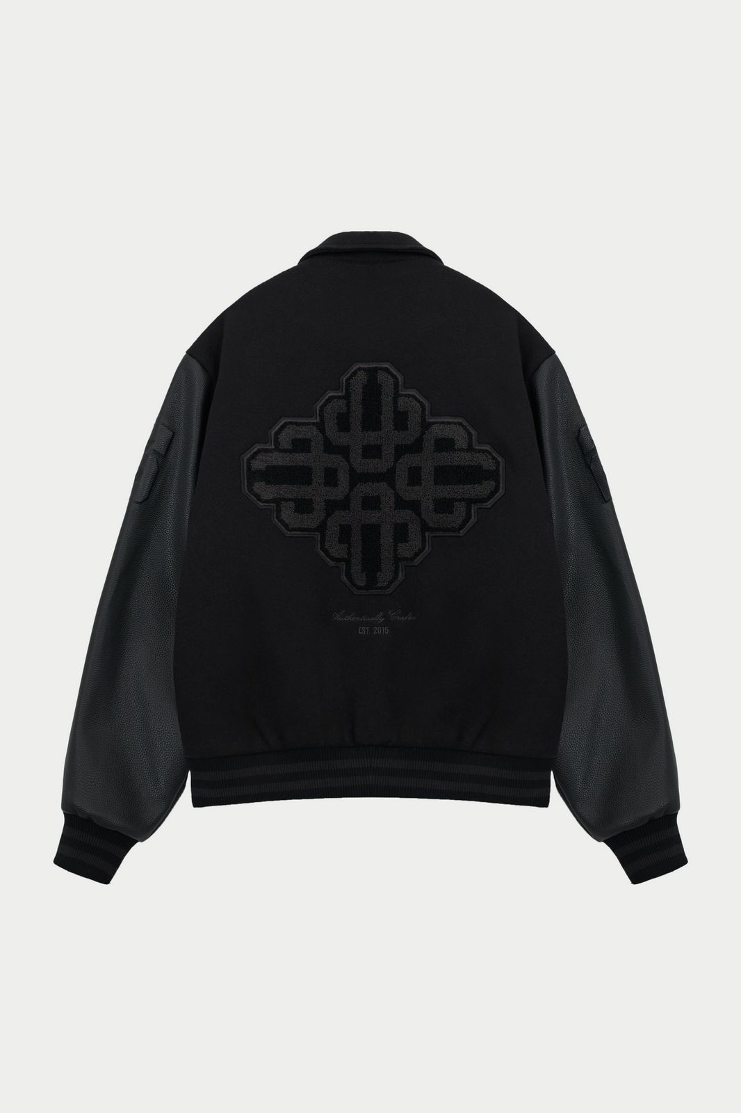 EMBLEM CHENILLE VARSITY JACKET - BLACK