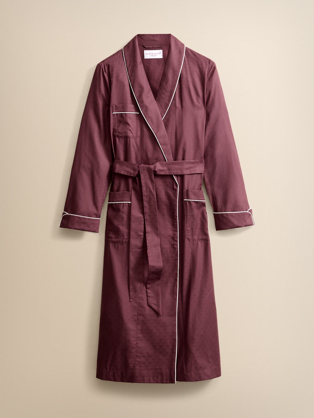 Paris Cotton Jacquard Dressing Gown Roan Rouge Damask