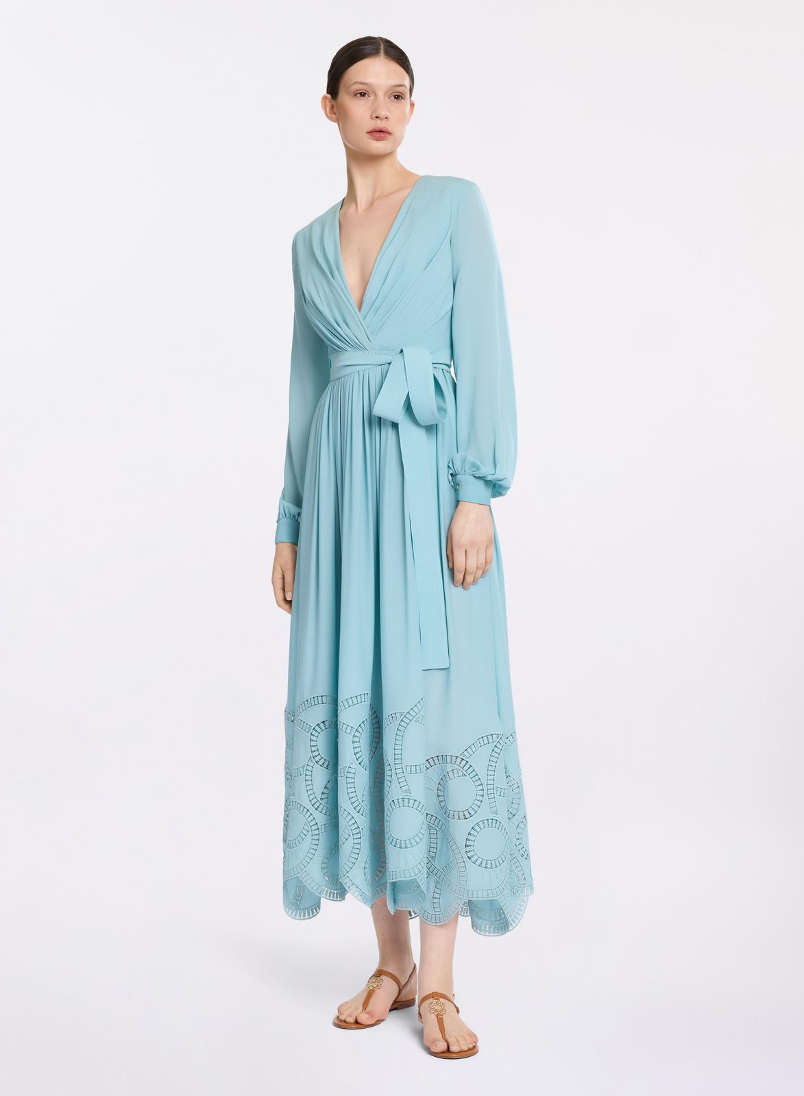 Silk & Macramé Midi Dress