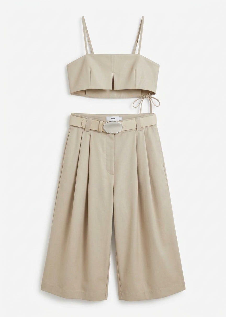 Vorey Pleated Bermuda Shorts - Beige