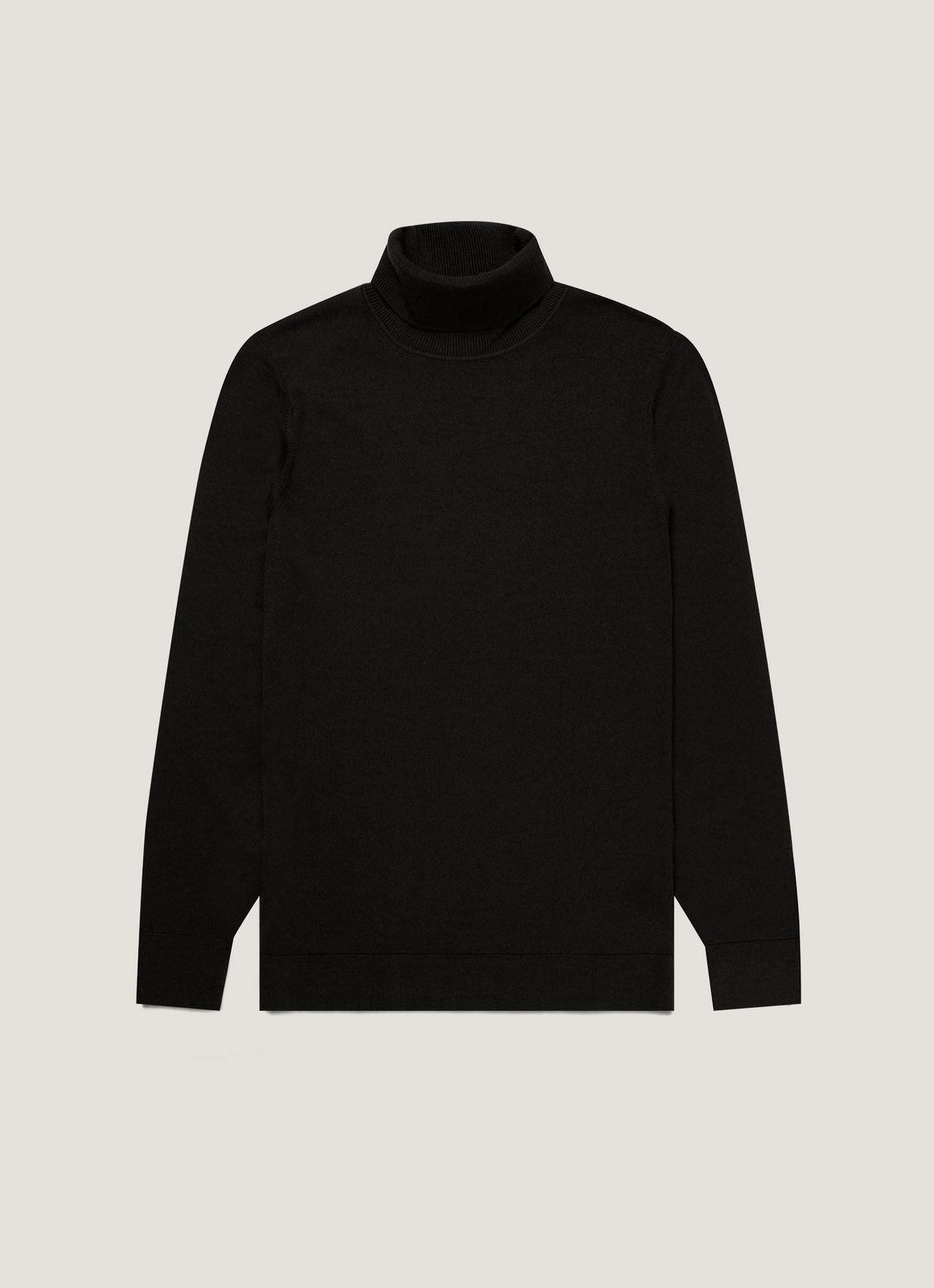 Men's Extra-Fine Merino Roll Neck Jumper in Black