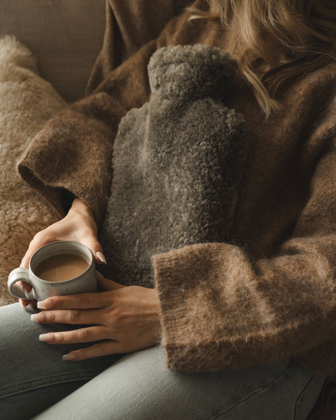 Shearling Hot Water Bottle - Mist