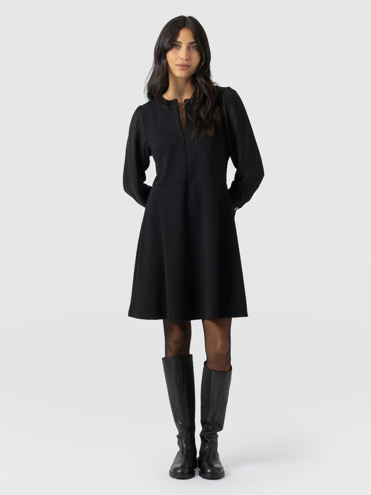 Ella Fit & Flare Dress - Black