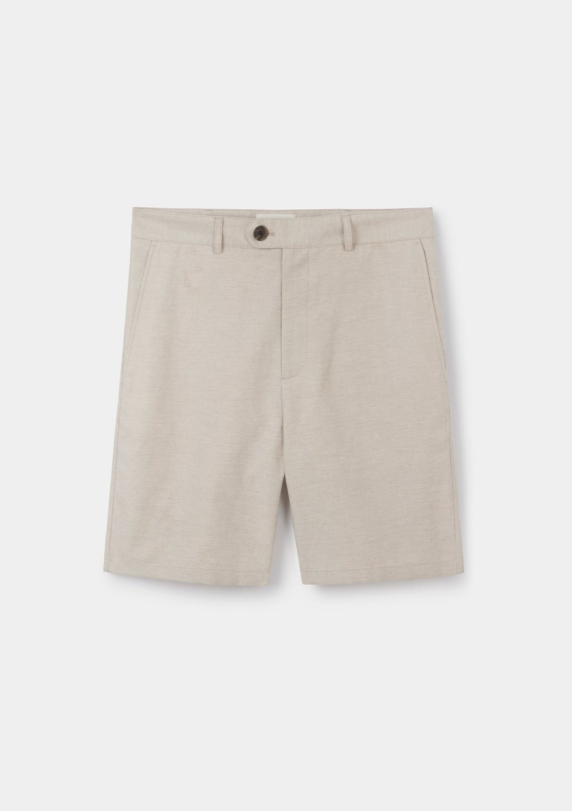 Ecru Cotton Linen Shorts