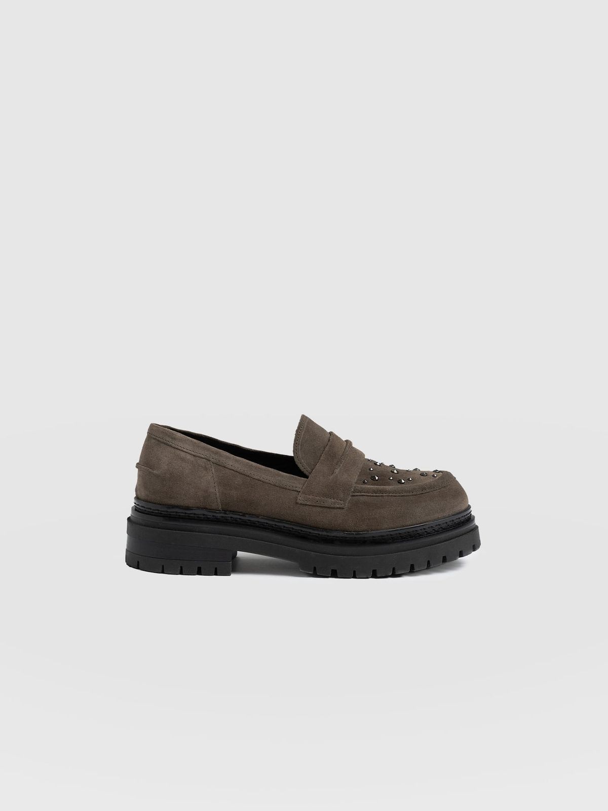Raine Studded Loafer - Taupe Suede