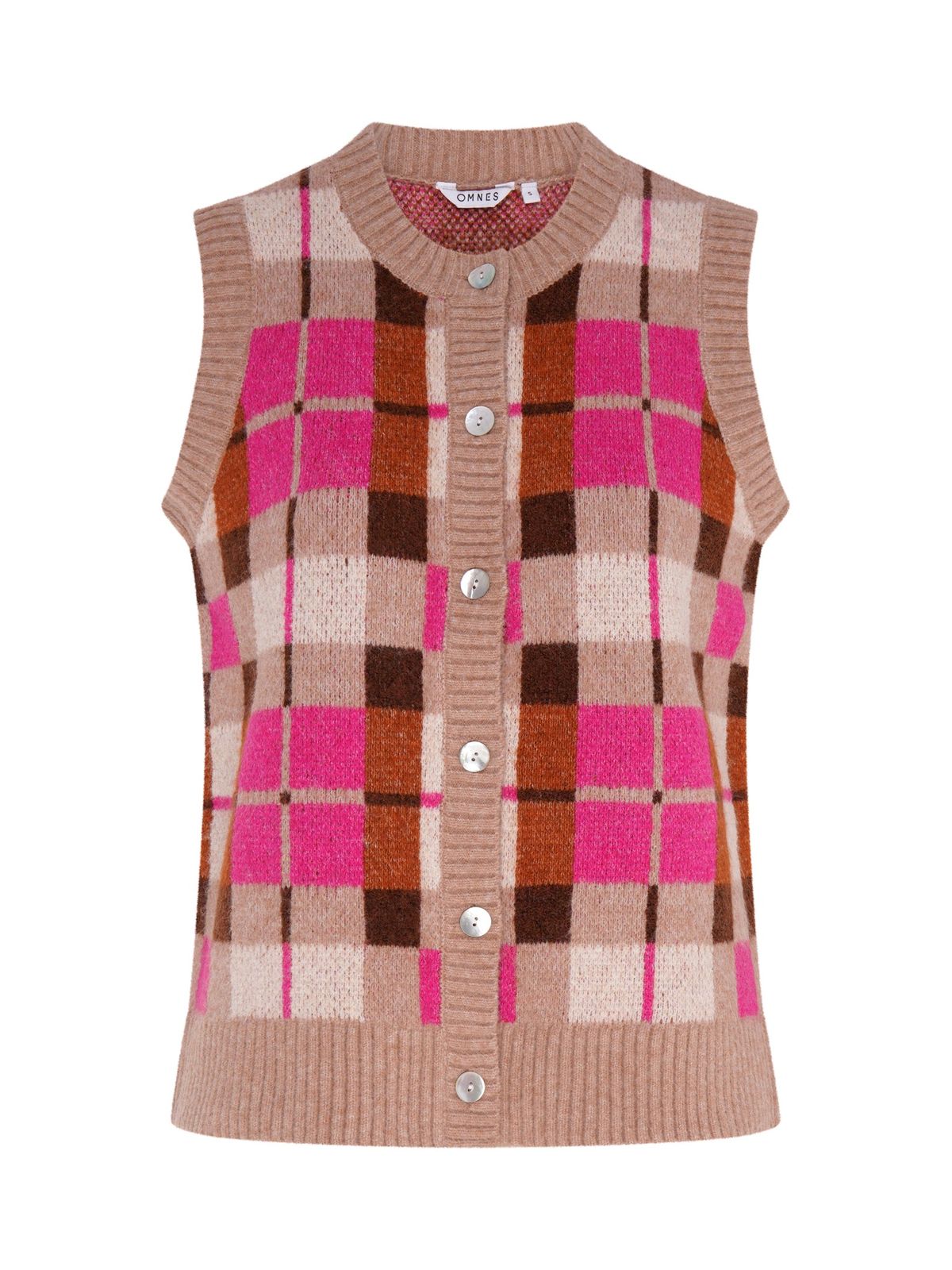 Matilda Checked Vest In Neutral