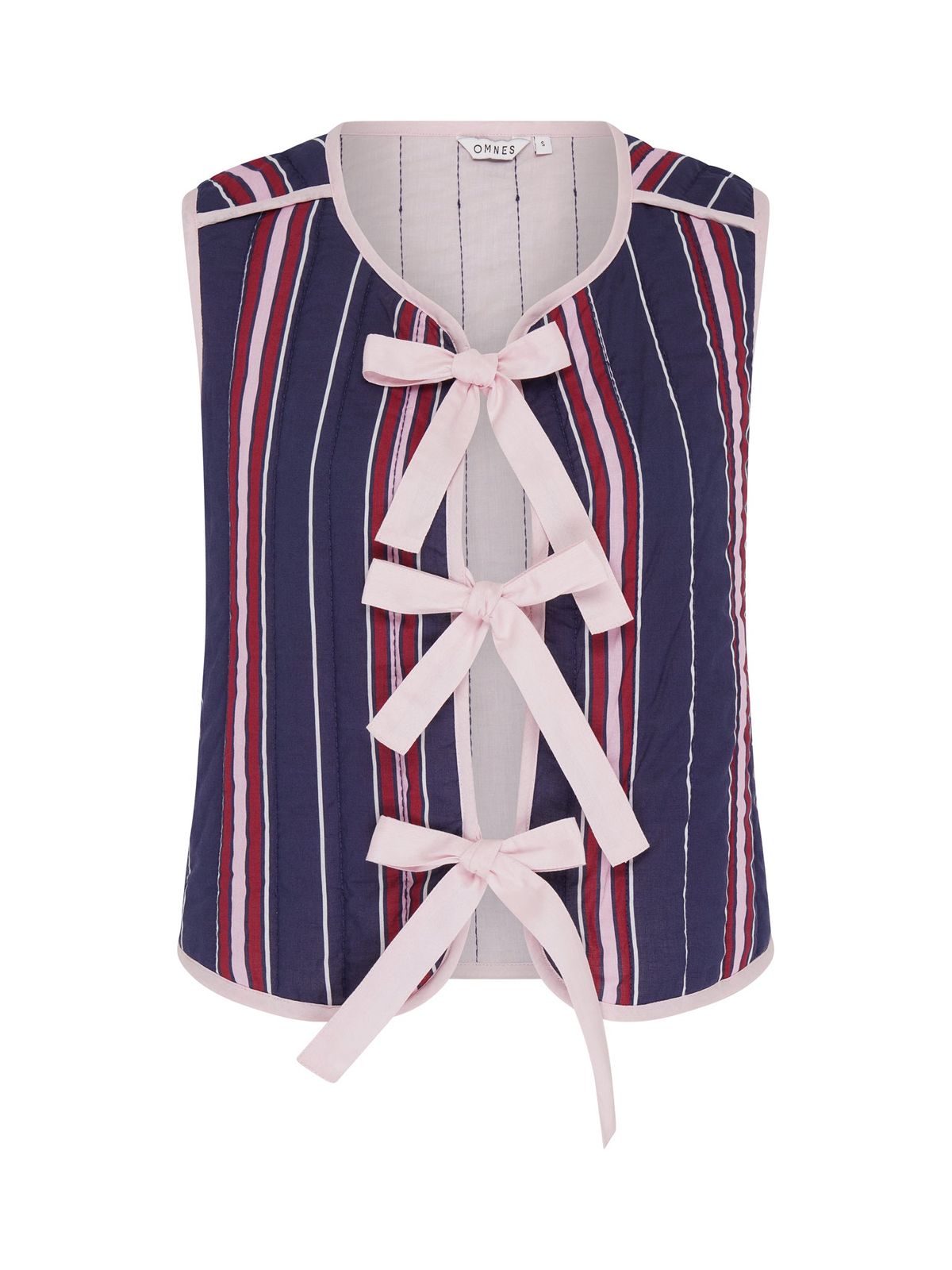 Jojo Quilted Gilet In Navy Stripe