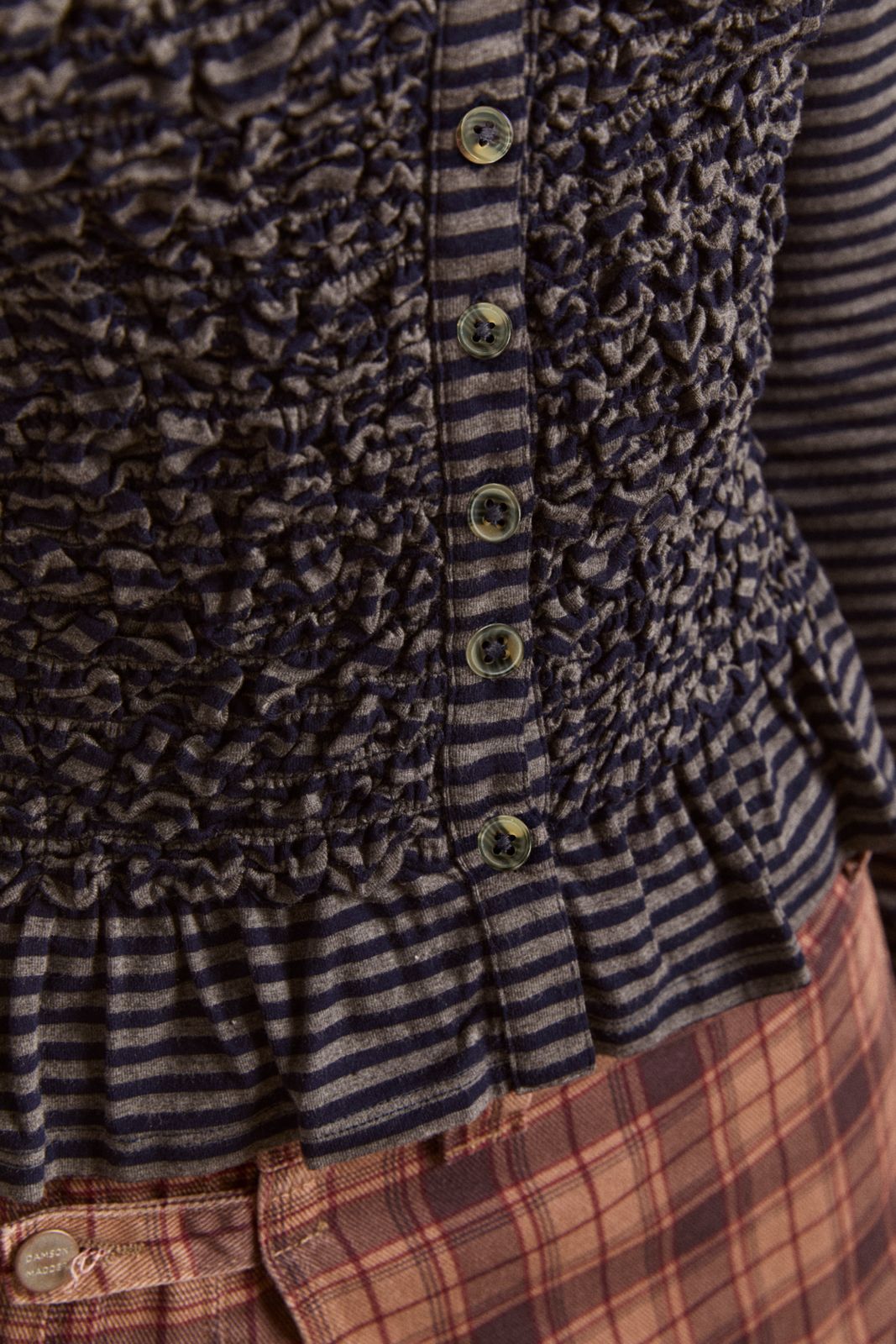 Peggy Smocked Cardi - Blue Stripe