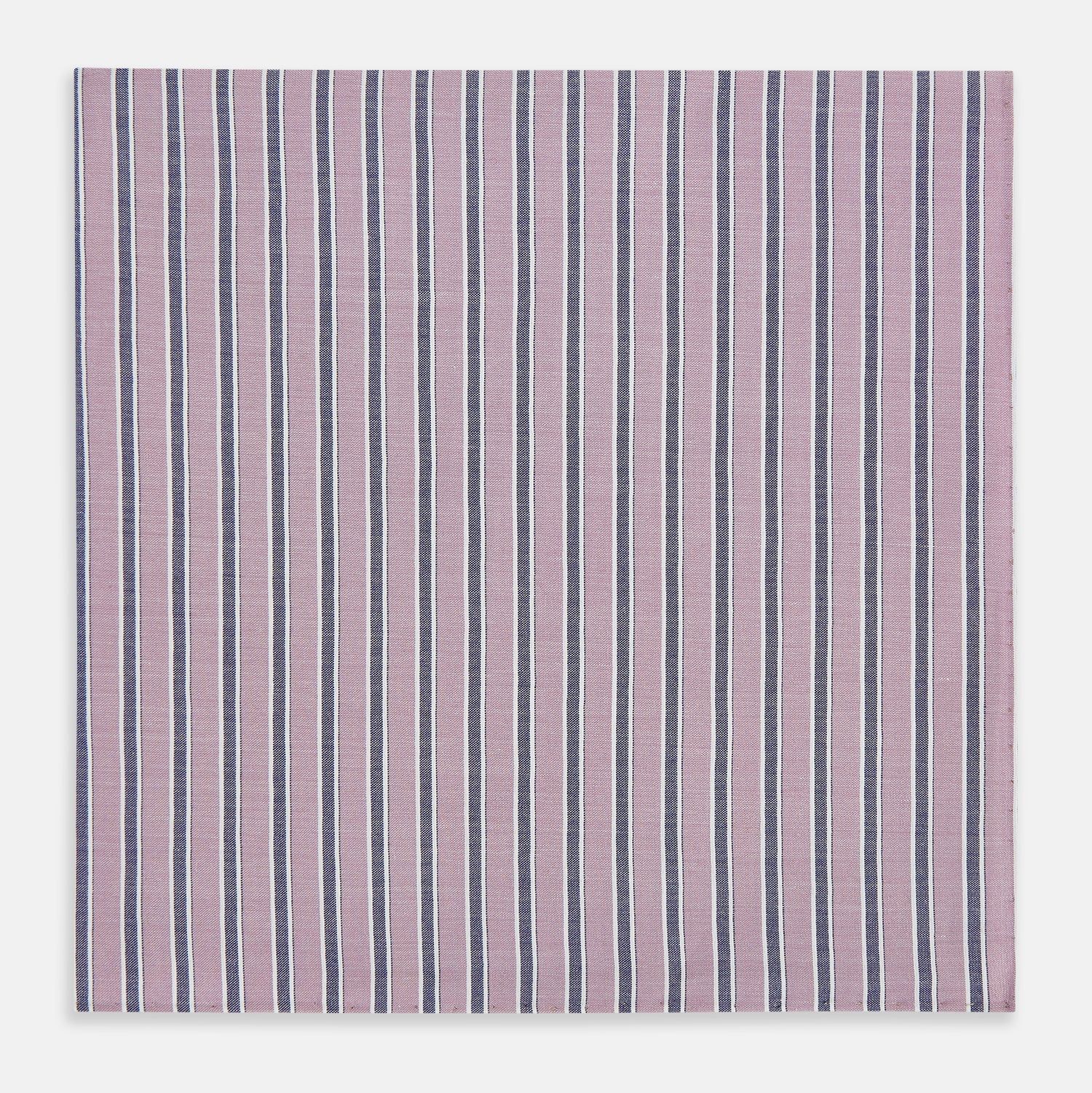 Antique Pink Ticking Stripe Hand-Rolled Handkerchief
