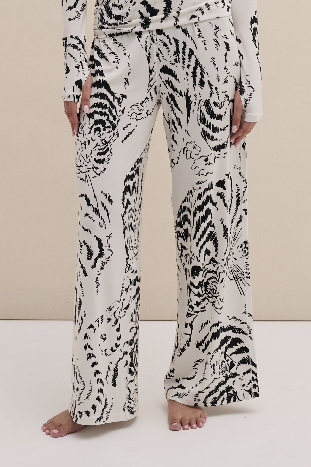 Lyocell Jersey Fold Over Trousers Tigress Cream