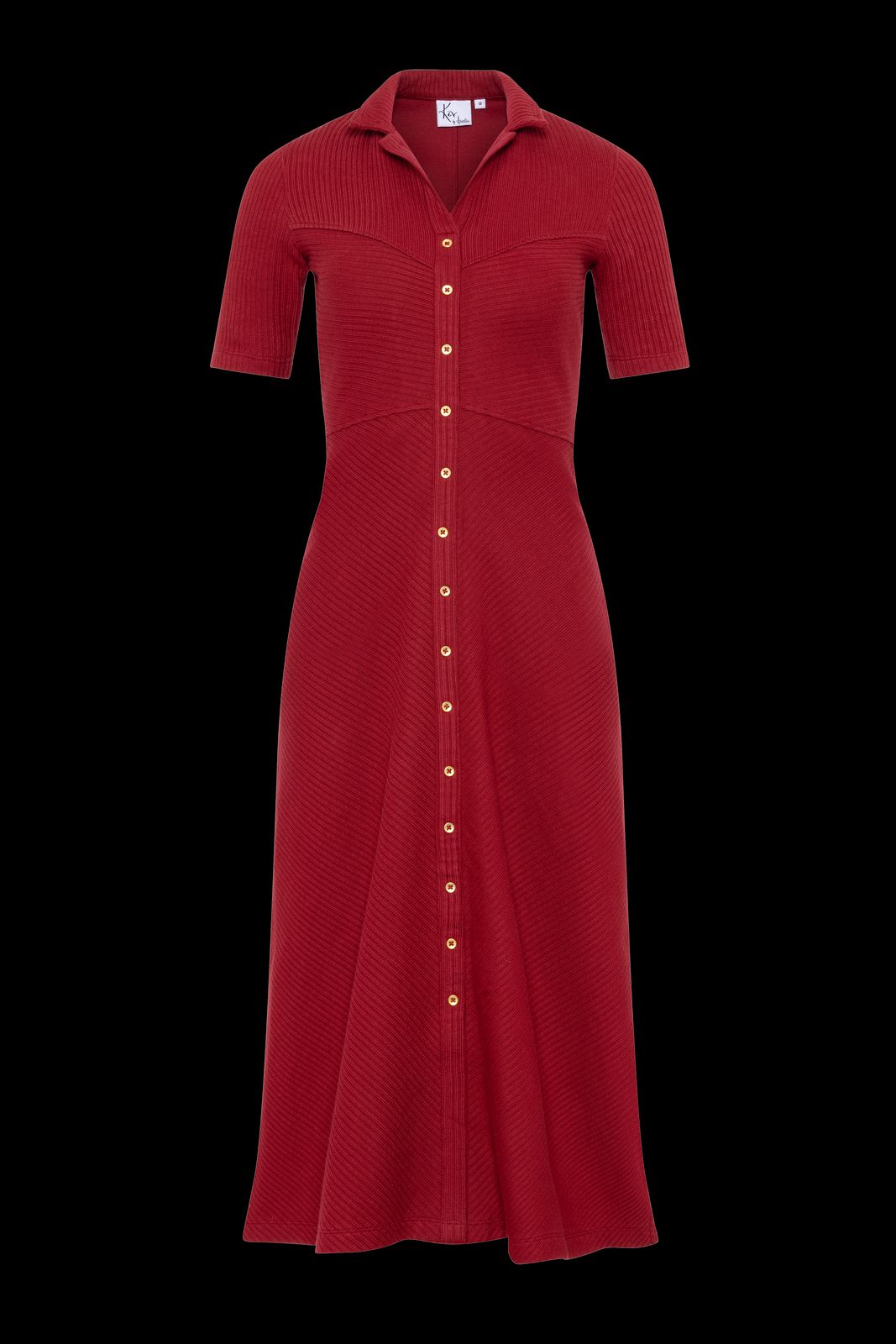 The Kōr Organic Cotton Ribbed Knit Shirt Dress in Merlot
