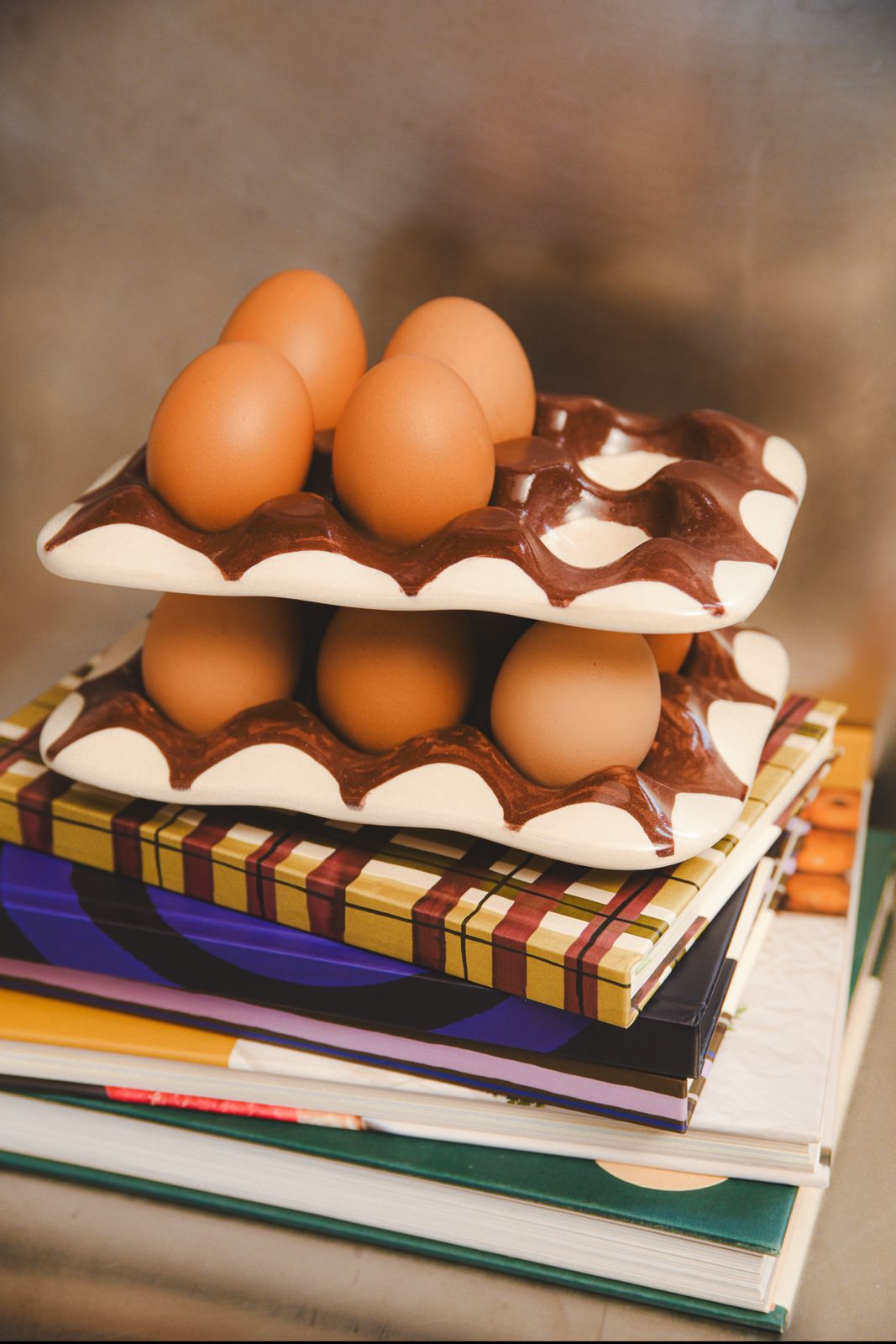 Hand Painted Ceramic Spot Egg Tray