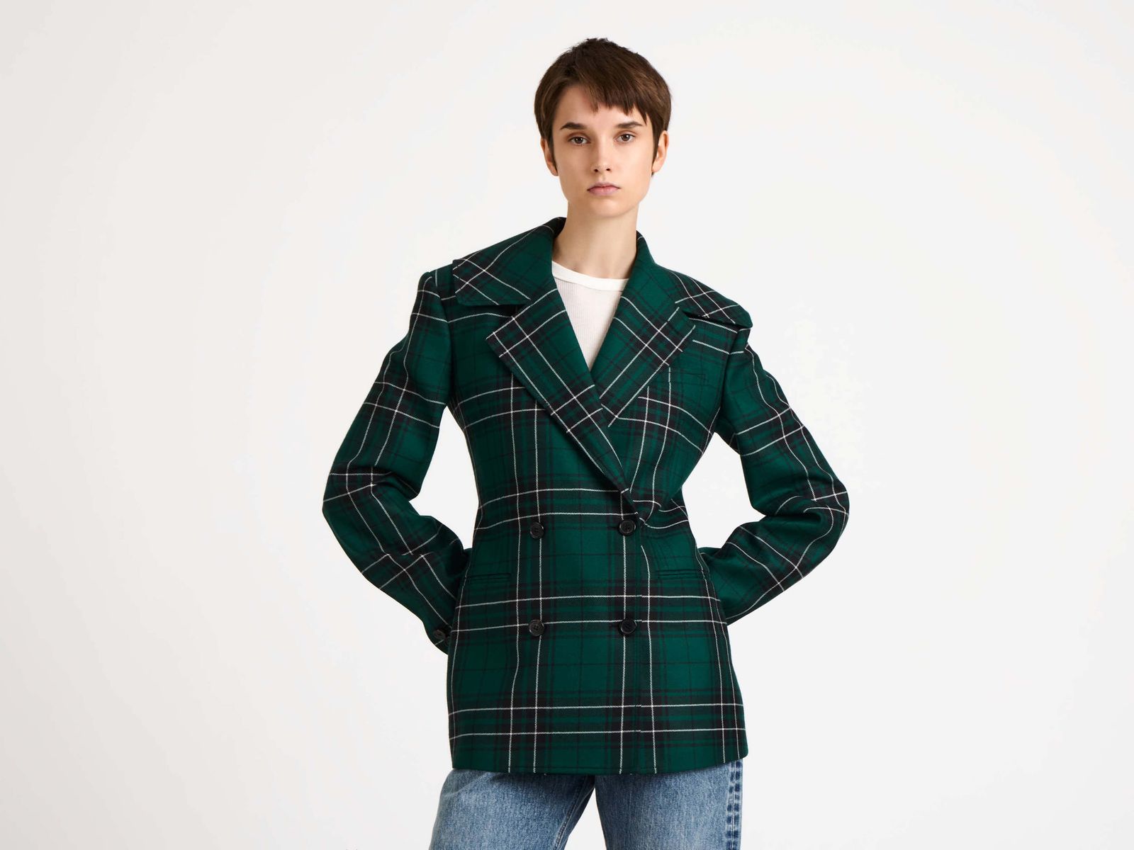 CL_CINCHED WAIST TAILORED JACKET - FOREST GREEN_JK0424PG1882