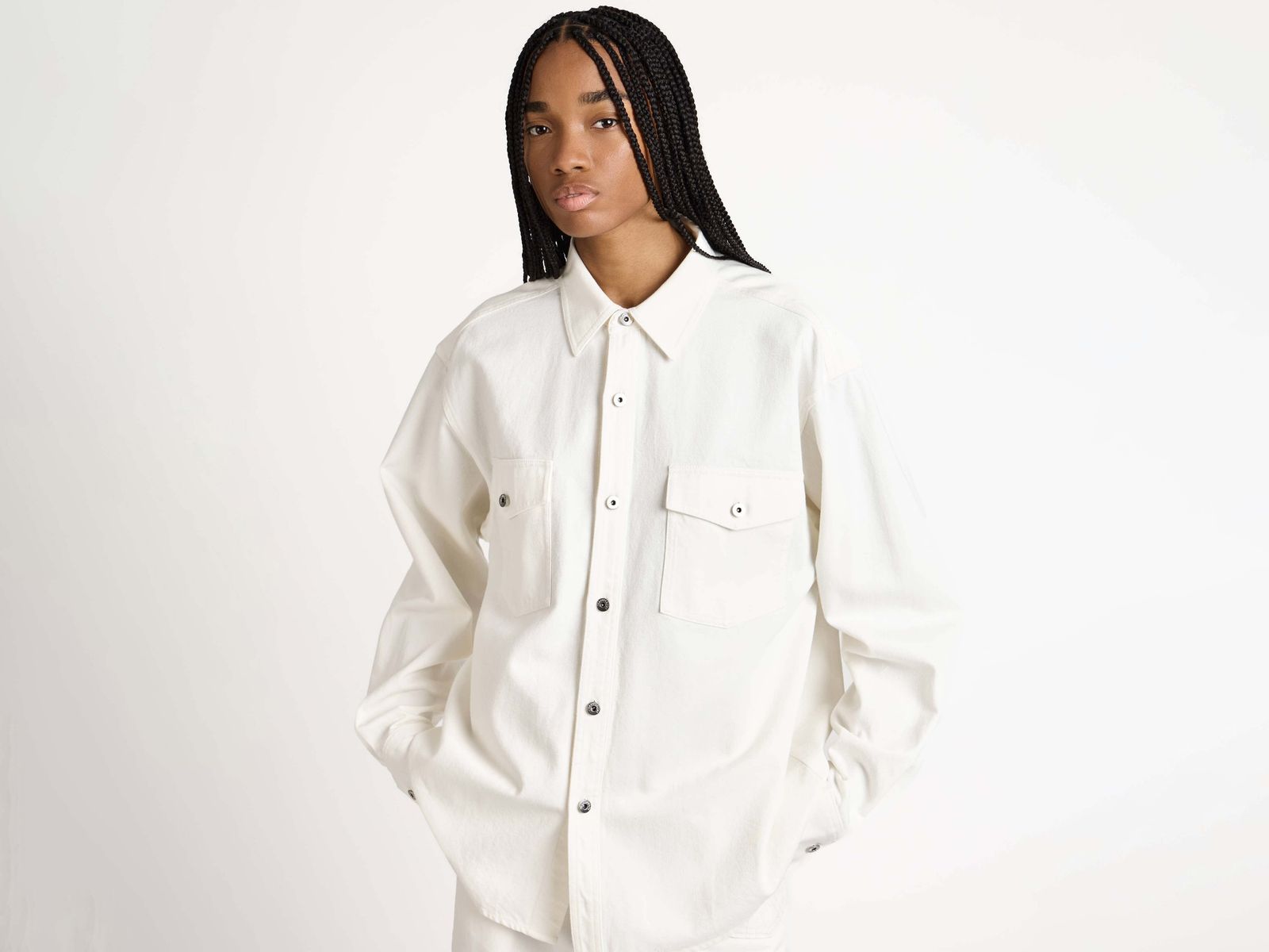 WOMENS OVERSIZED DENIM SHIRT IN WHITE
