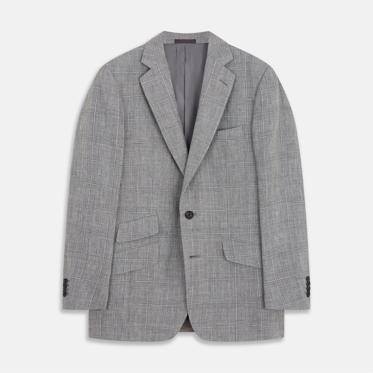 Grey Multi Check Linen Blend Barrington Blazer